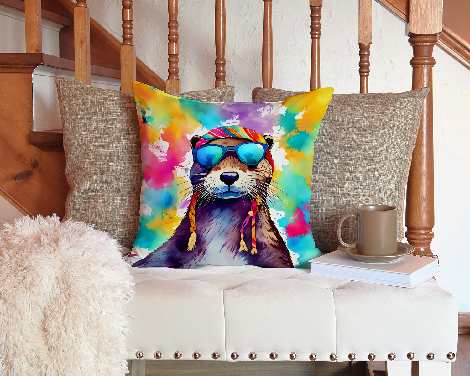 Hippie Animal Otter Throw Pillow
