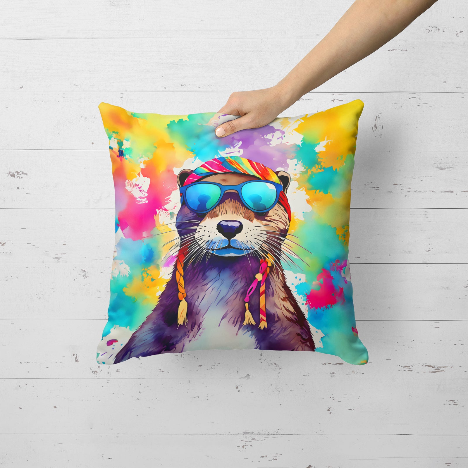Caroline's Treasures Hippie Animal Otter Throw Pillow