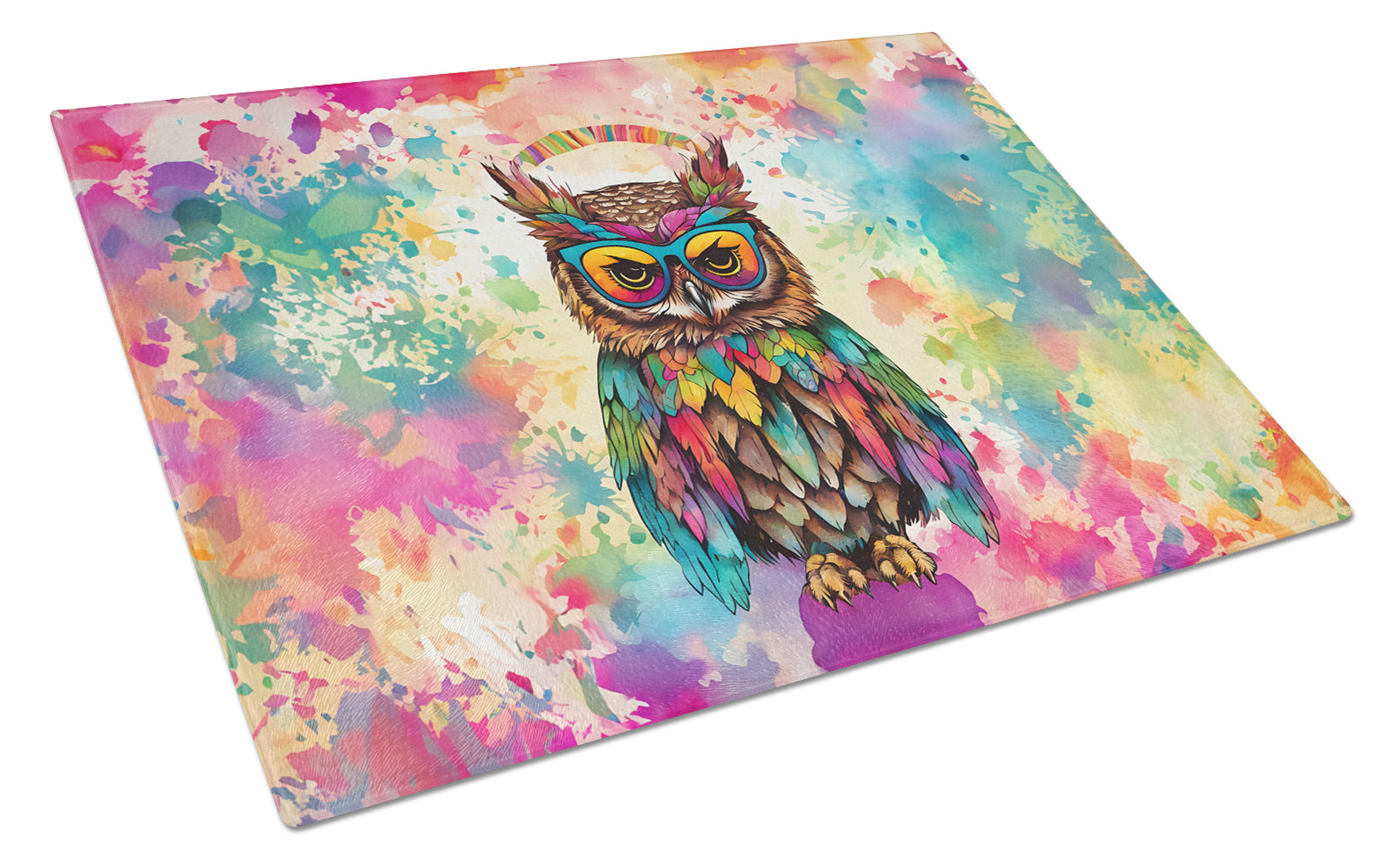Buy this Hippie Animal Owl Glass Cutting Board