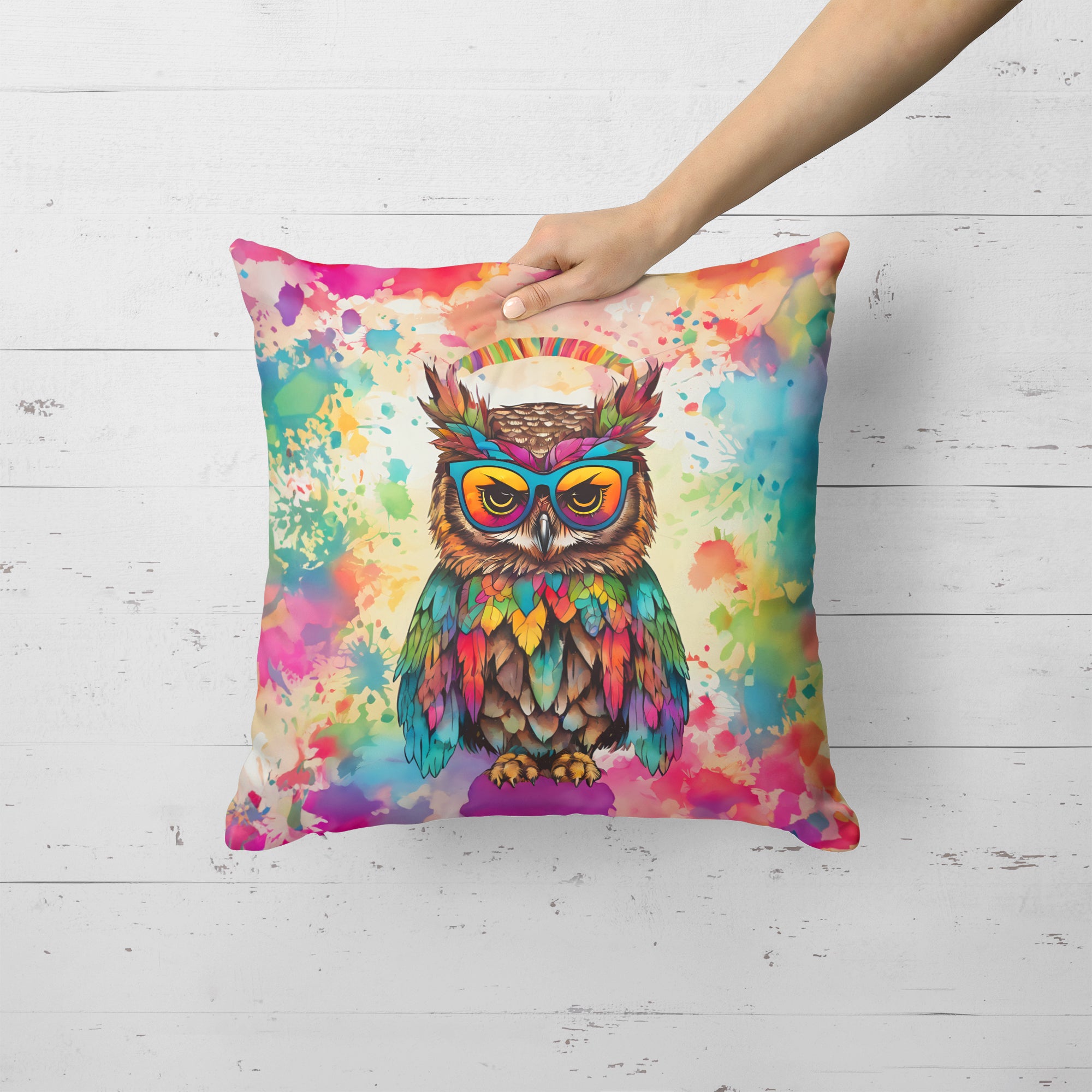 Hippie Animal Owl Throw Pillow