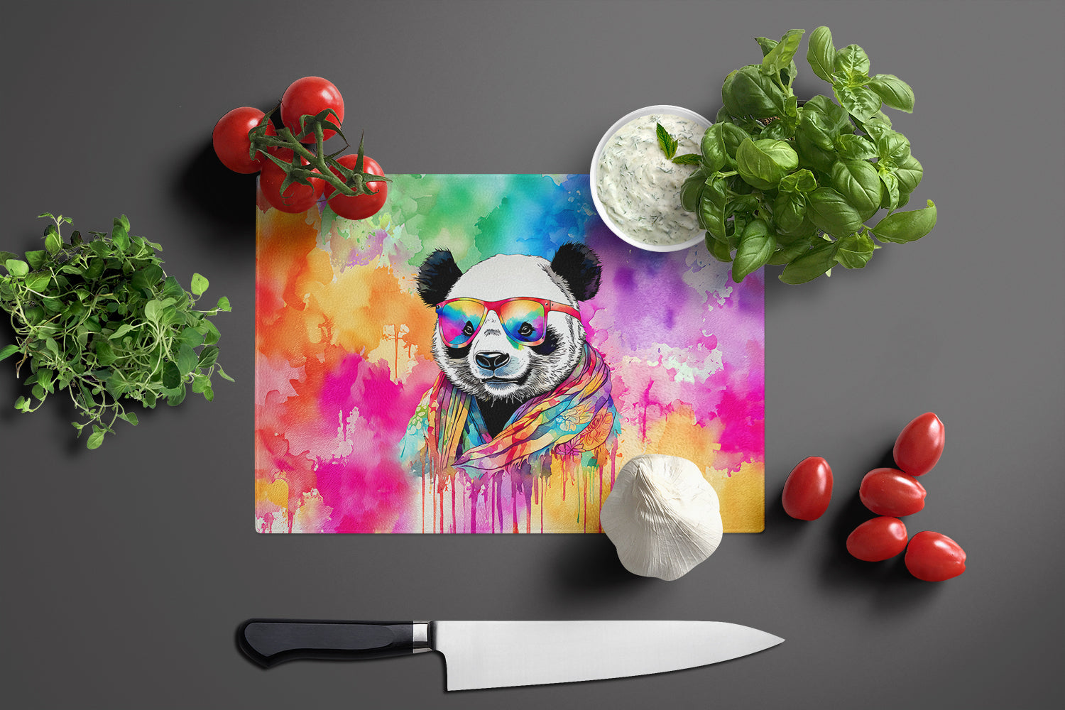 Hippie Animal Panda Glass Cutting Board