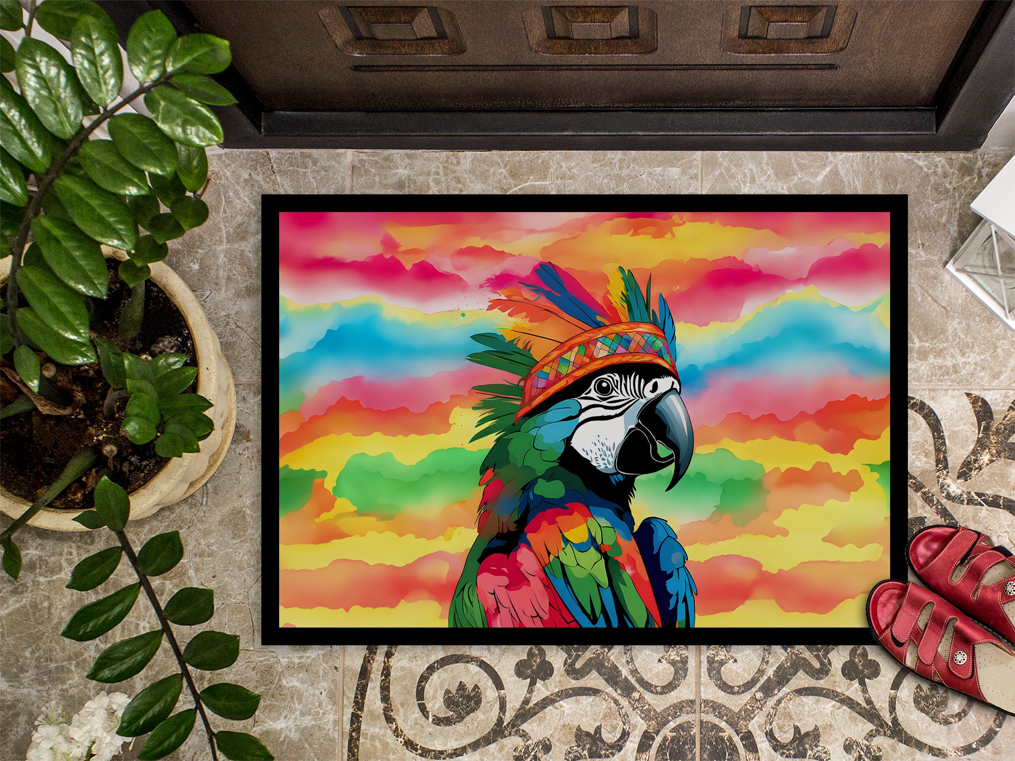 Hippie Animal Parrot Doormat