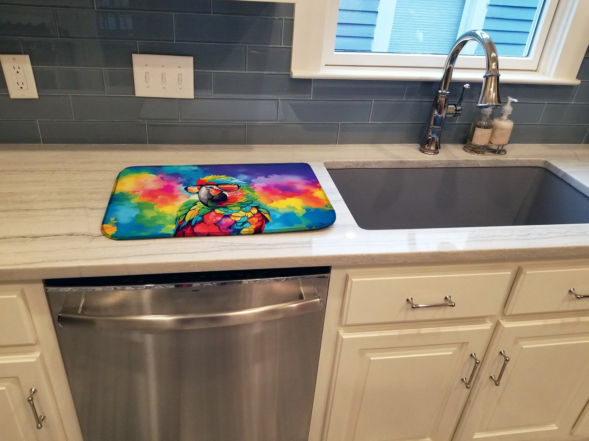 Hippie Animal Parrot Dish Drying Mat