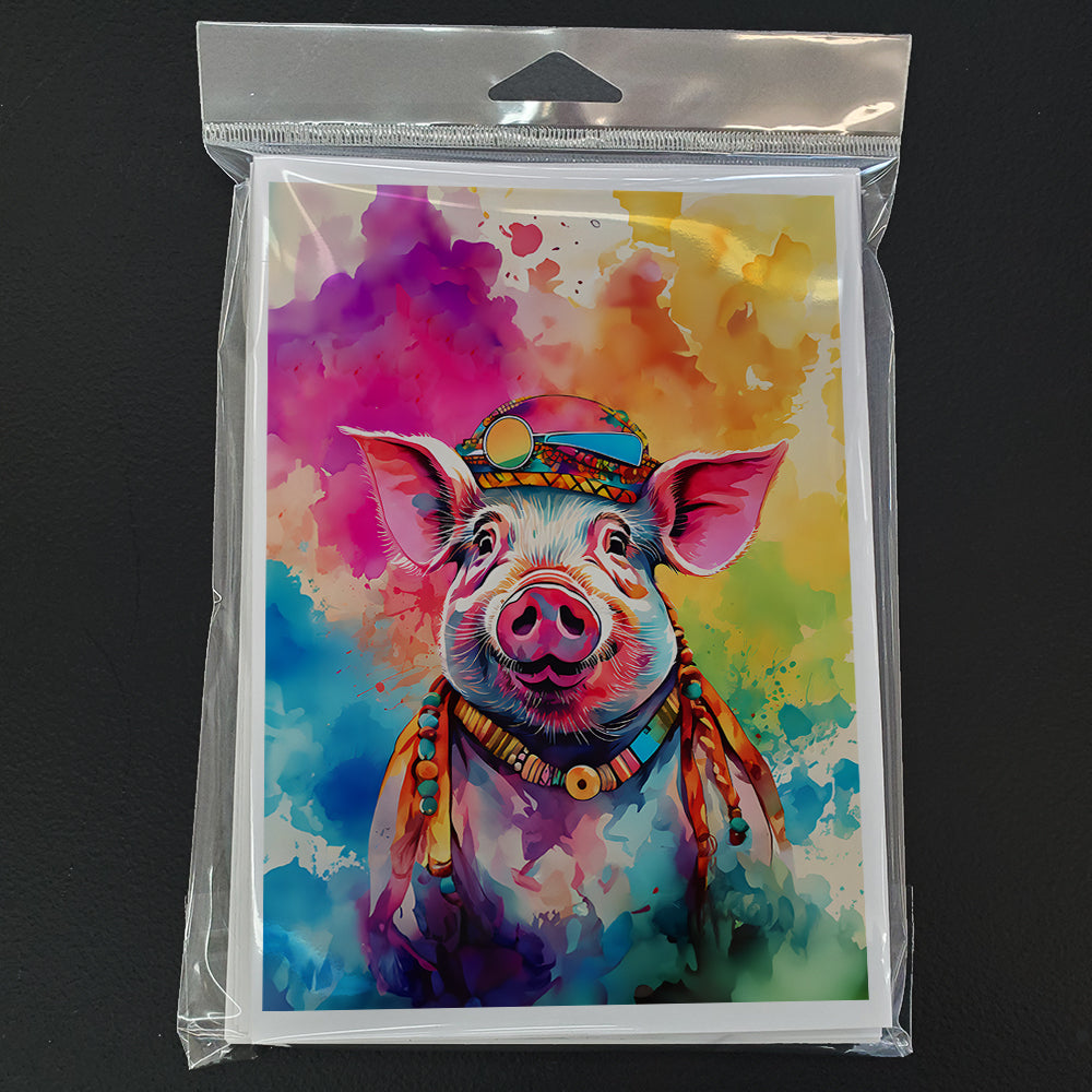 Hippie Animal Pig Greeting Cards Pack of 8