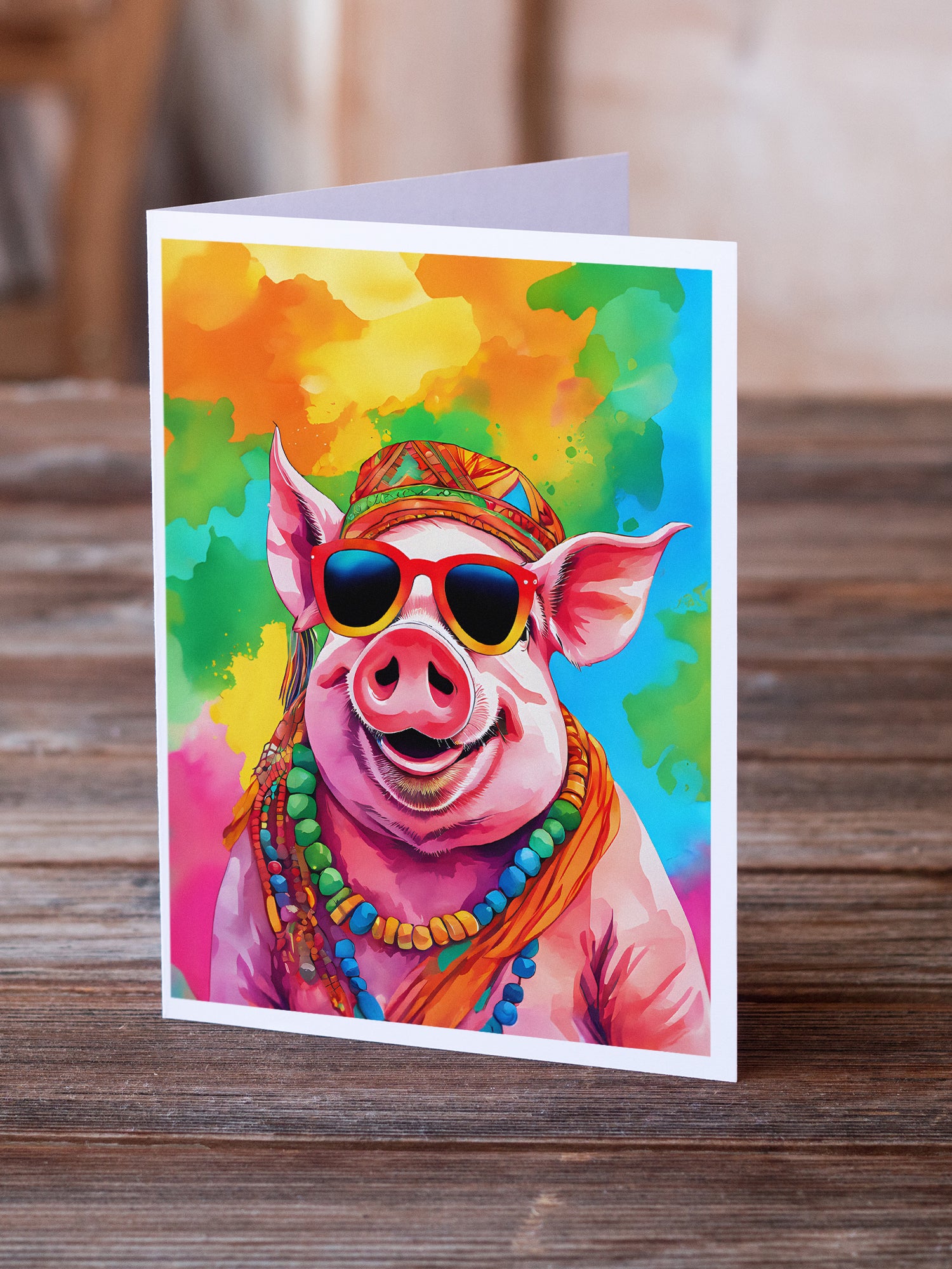 Hippie Animal Pig Greeting Cards Pack of 8