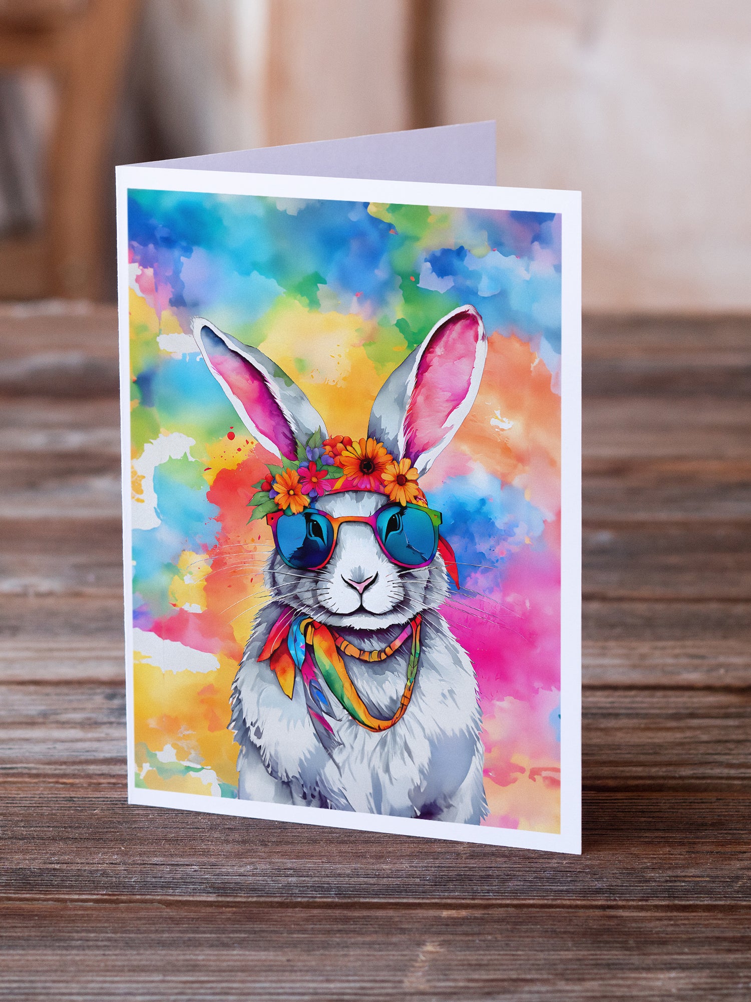 Hippie Animal Rabbit Greeting Cards Pack of 8