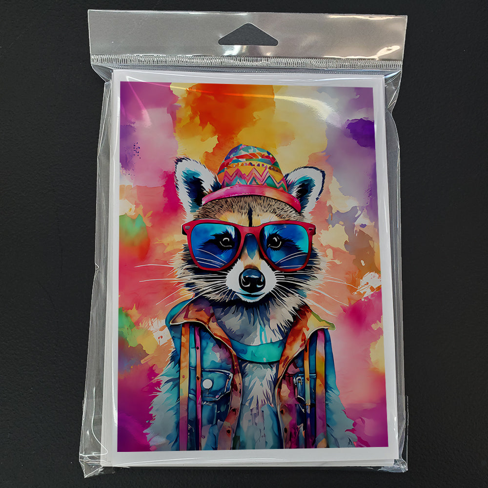 Hippie Animal Raccoon Greeting Cards Pack of 8
