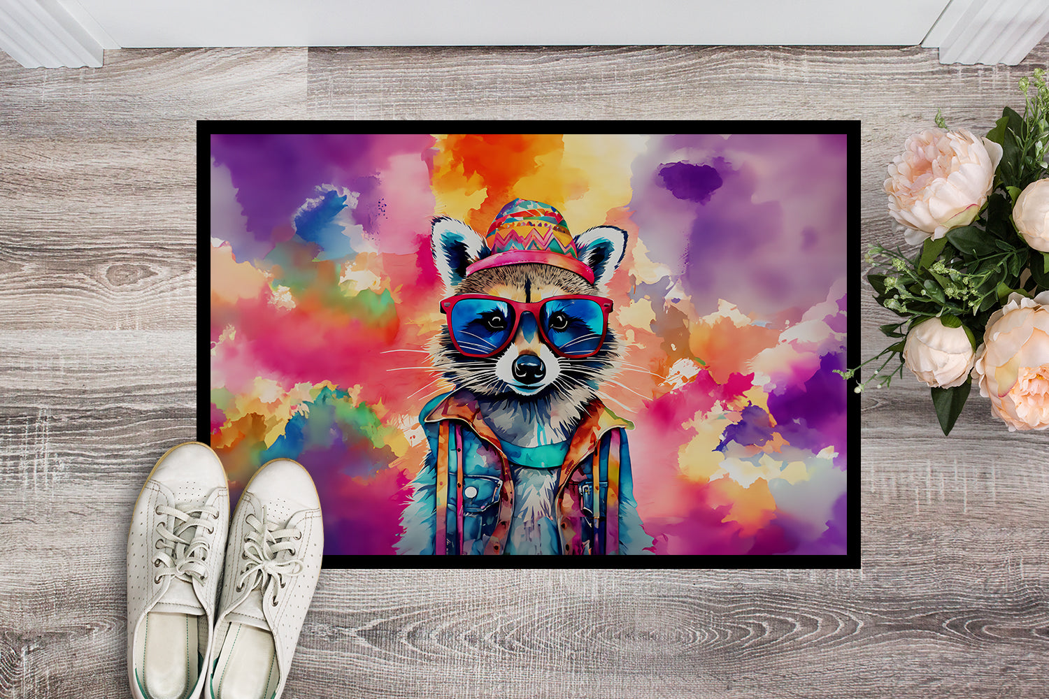 Hippie Animal Raccoon Doormat