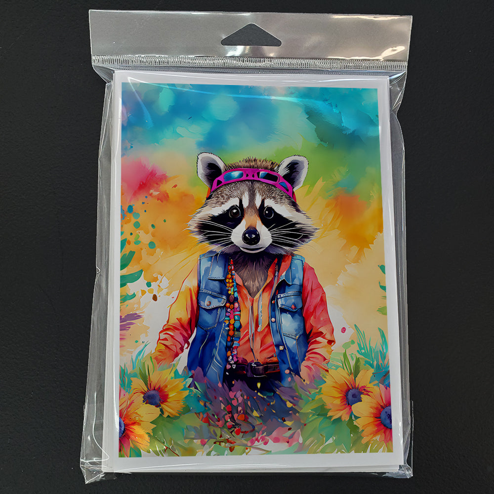 Hippie Animal Raccoon Greeting Cards Pack of 8