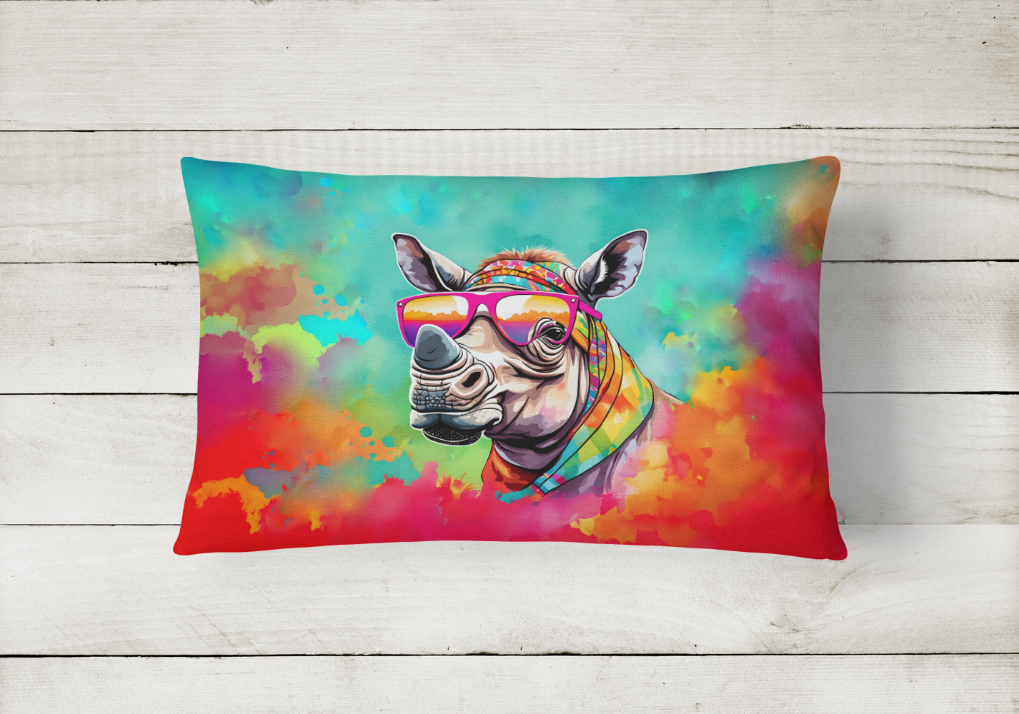 Hippie Animal Rhinoceros Throw Pillow