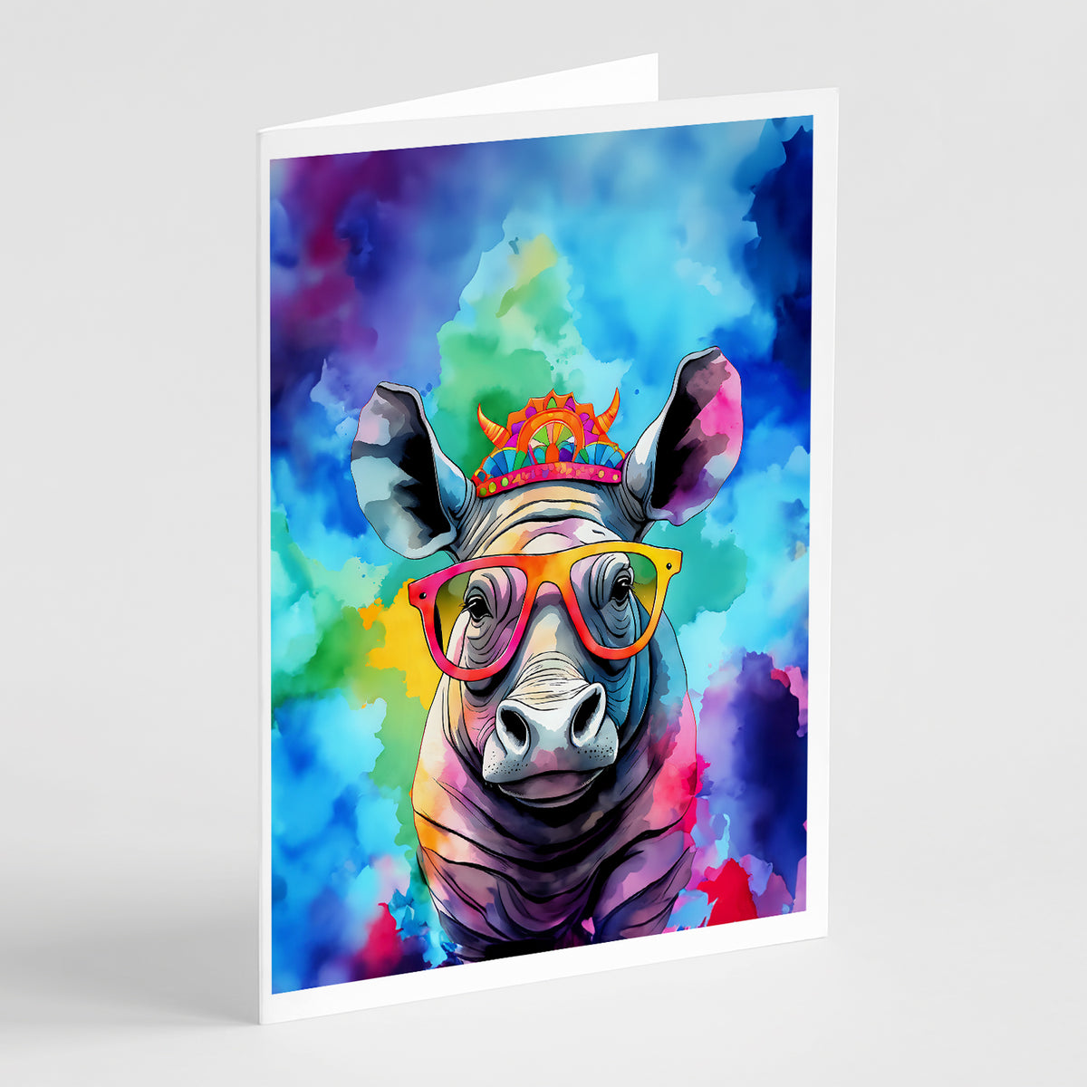 Buy this Hippie Animal Rhinoceros Greeting Cards Pack of 8