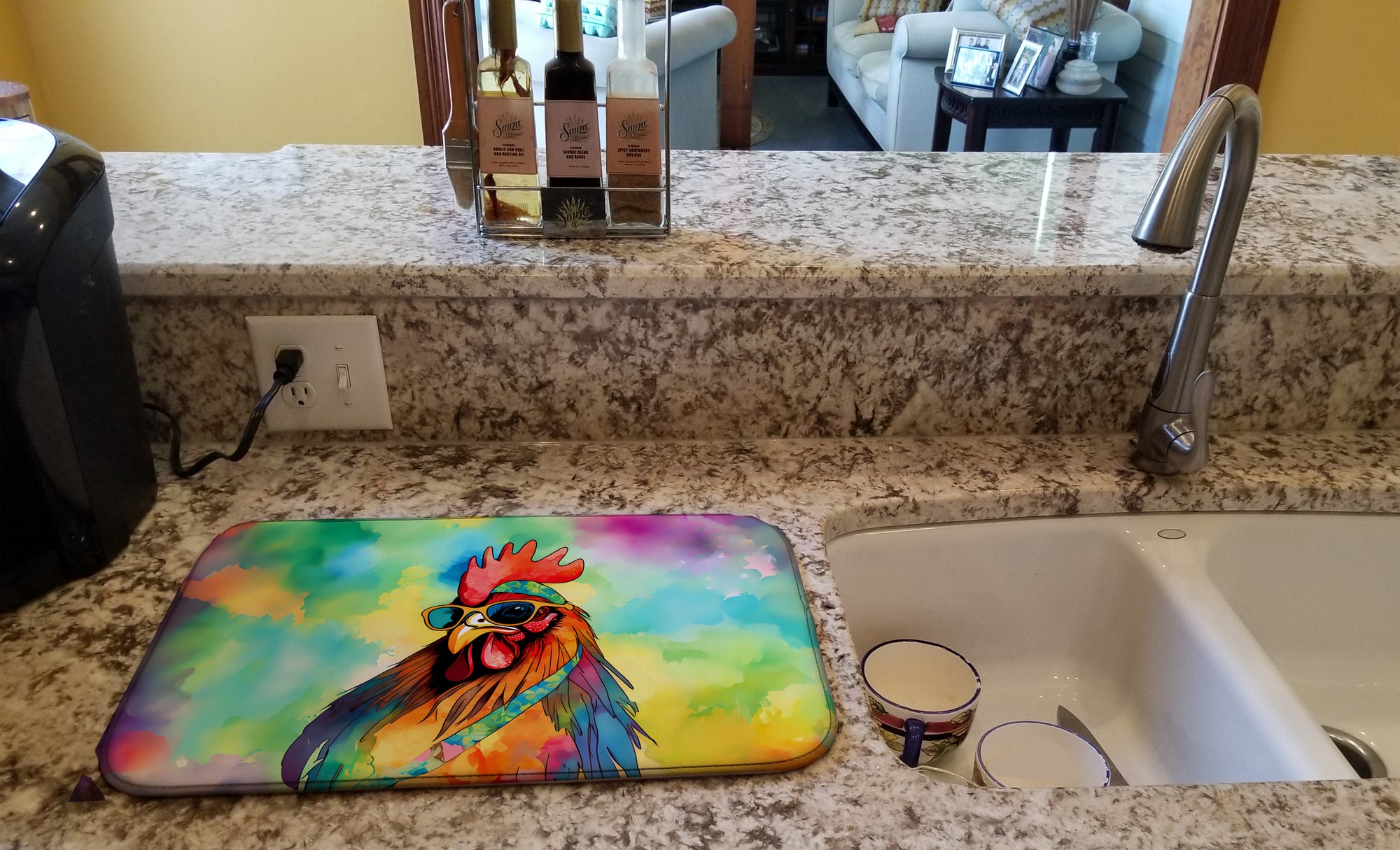 Hippie Animal Rooster Dish Drying Mat