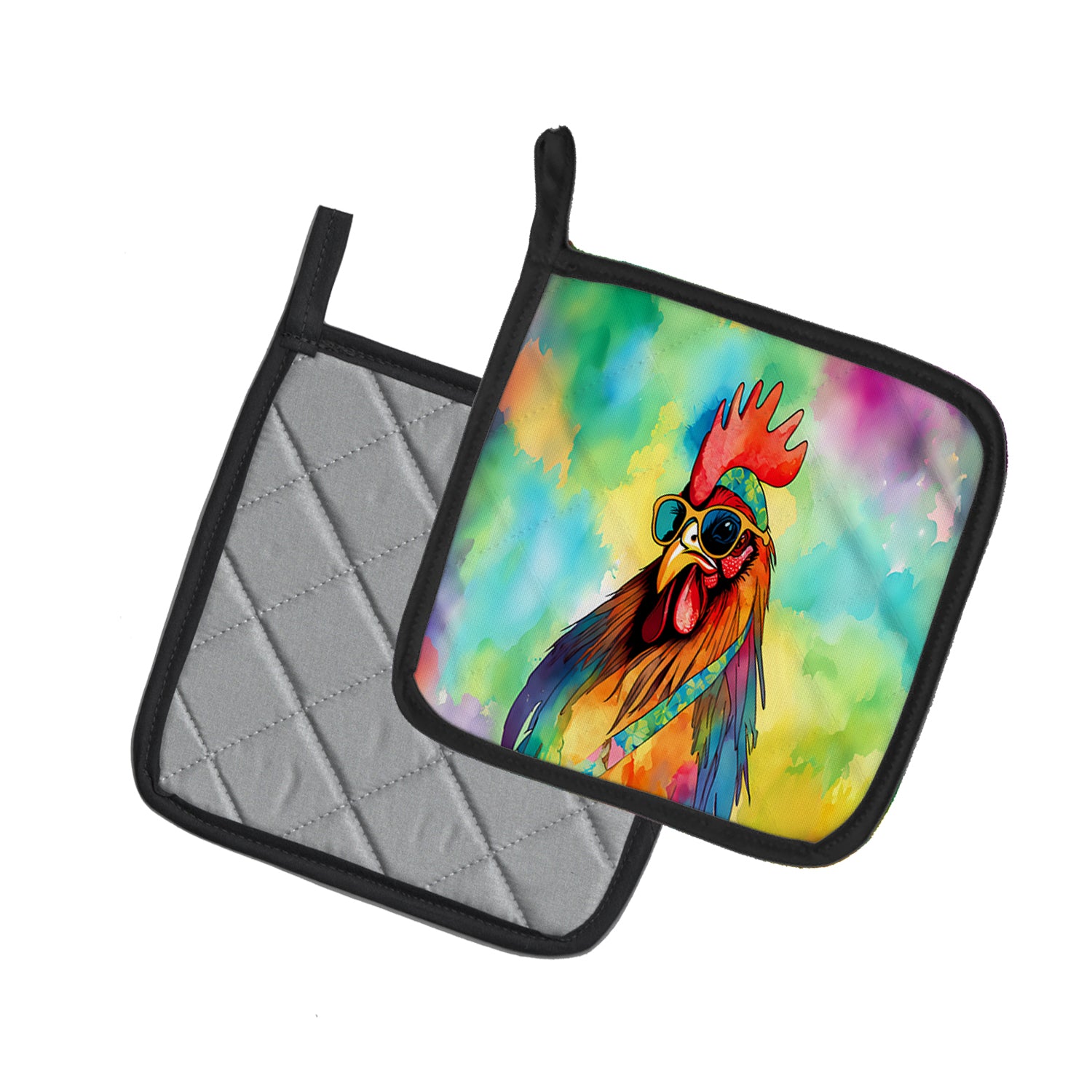 Hippie Animal Rooster Pair of Pot Holders