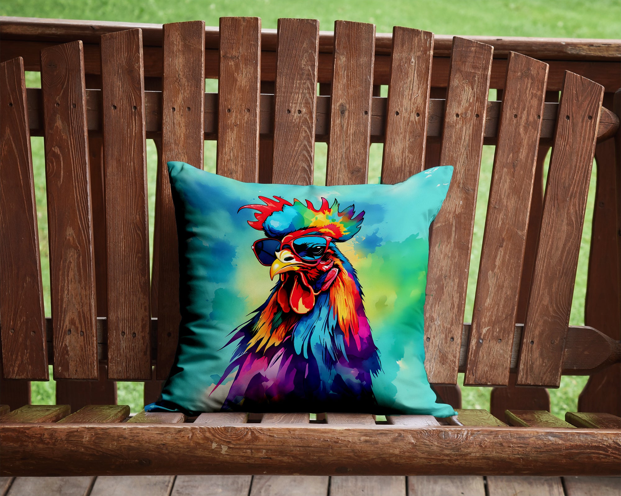 Hippie Animal Rooster Throw Pillow