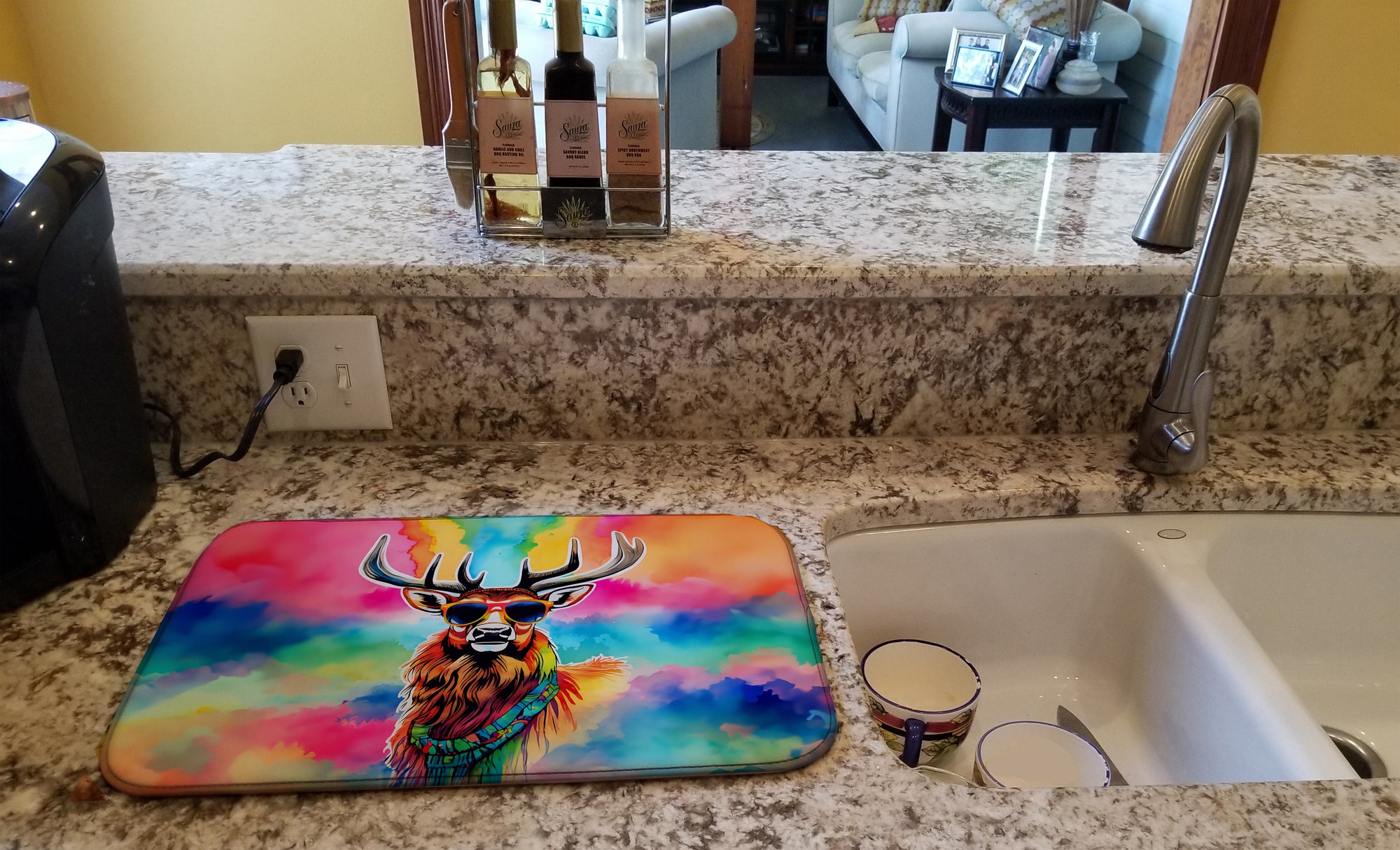 Hippie Animal Stag Deer Dish Drying Mat
