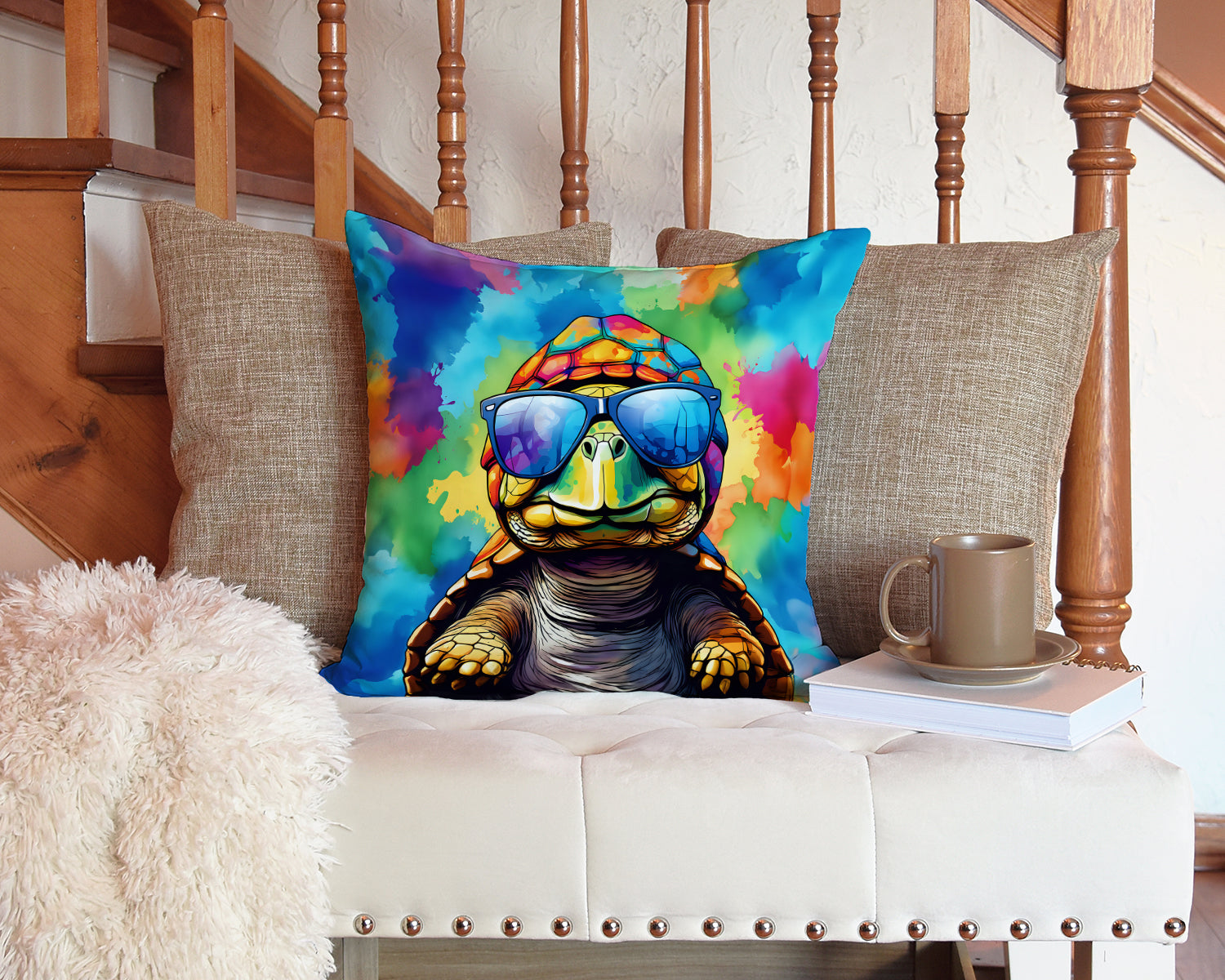 Hippie Animal Tortoise Turtle Throw Pillow