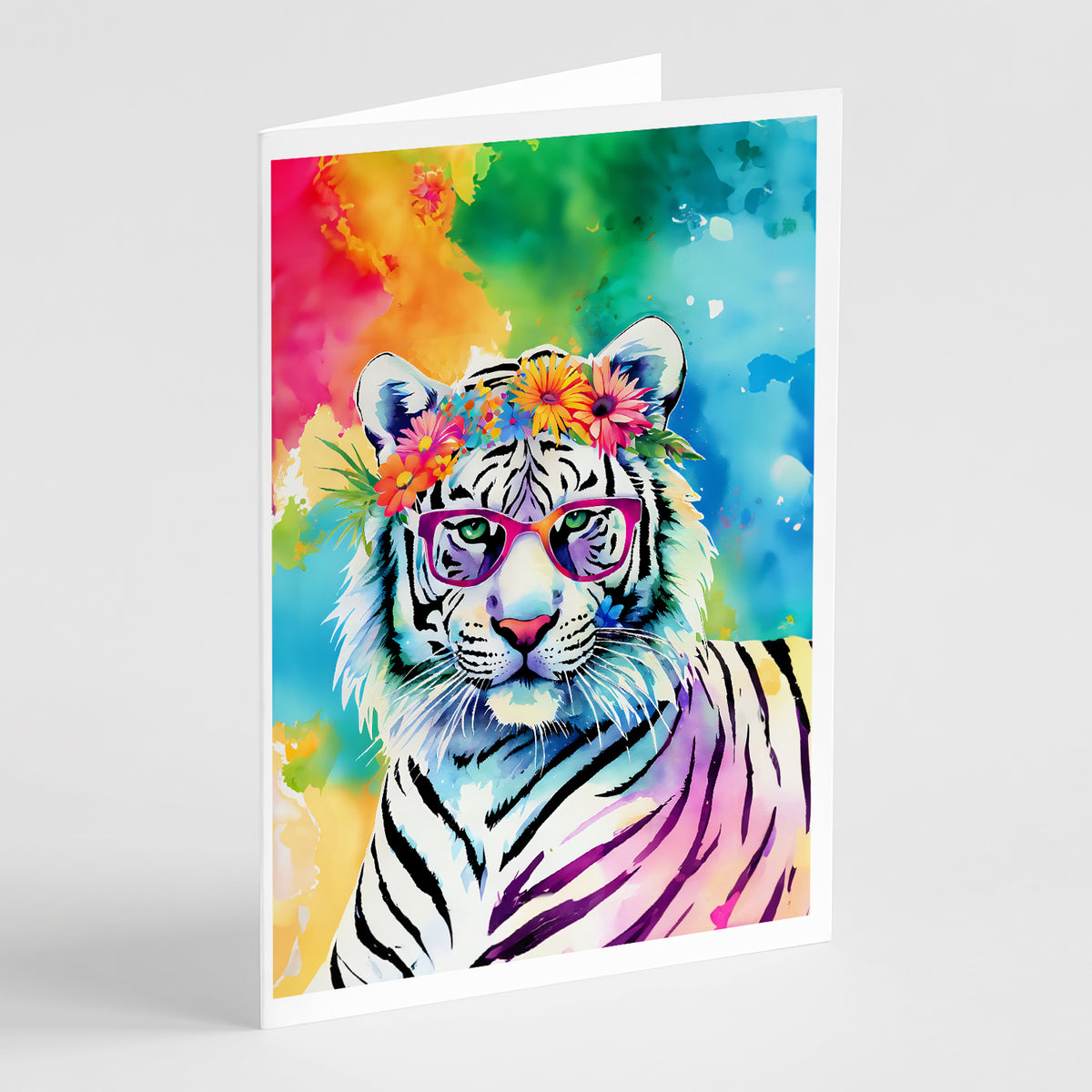 Buy this Hippie Animal White Tiger Greeting Cards Pack of 8