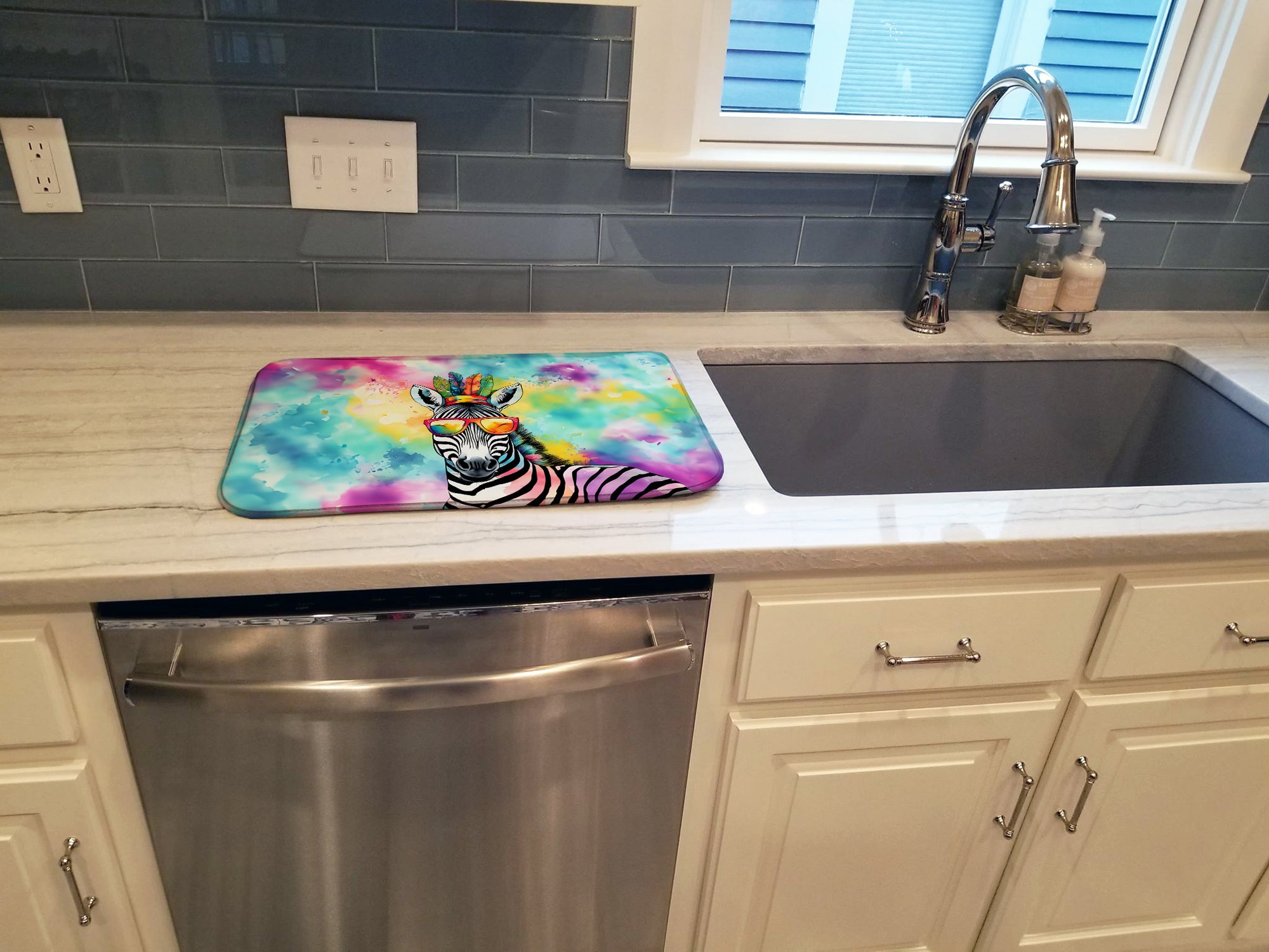 Hippie Animal Zebra Dish Drying Mat