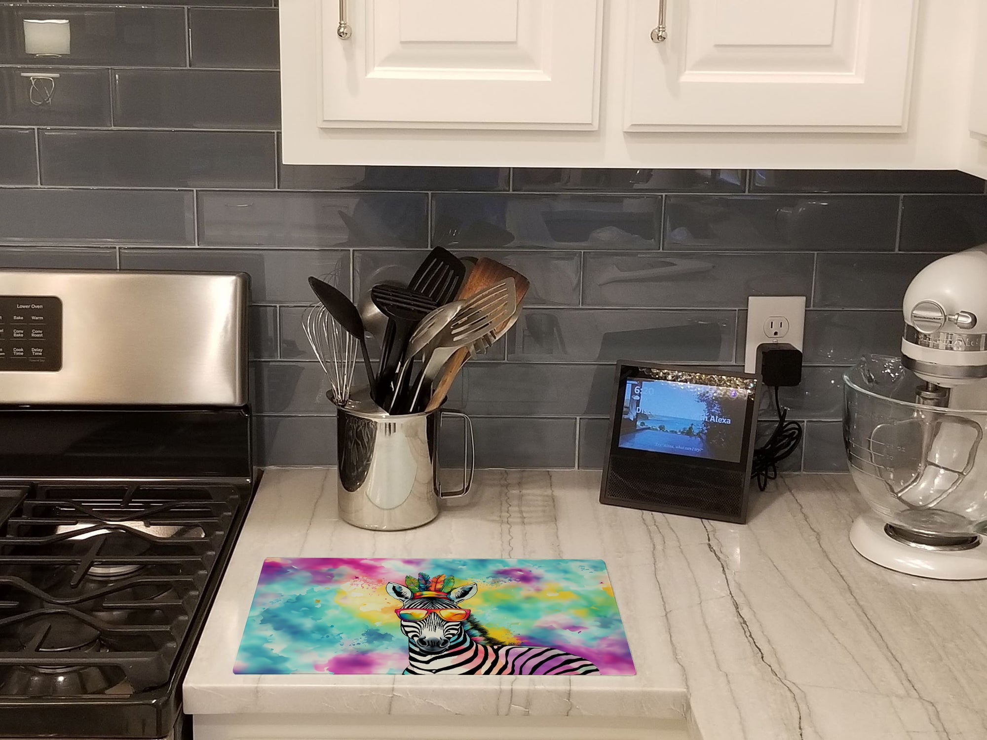 Hippie Animal Zebra Glass Cutting Board