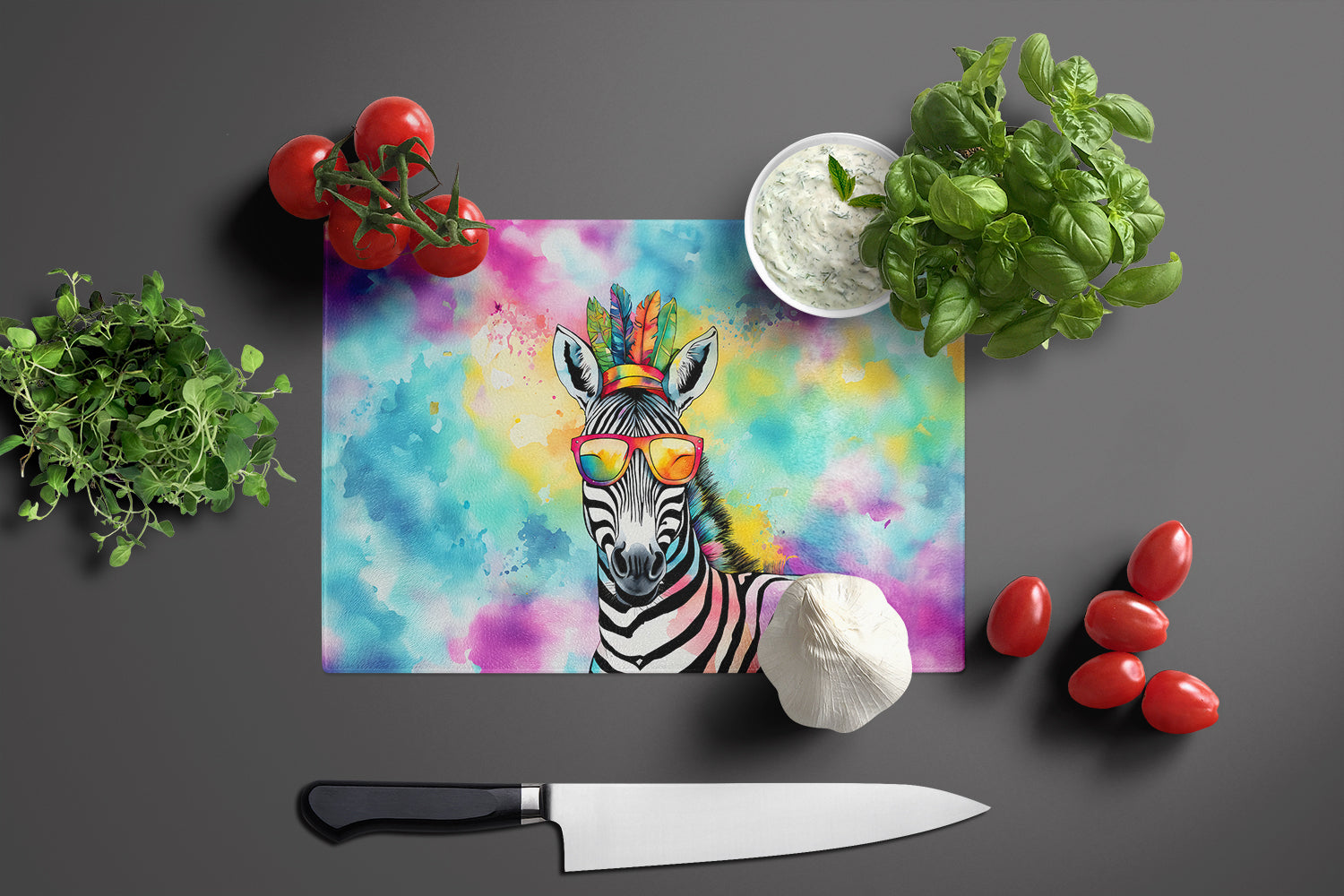 Hippie Animal Zebra Glass Cutting Board