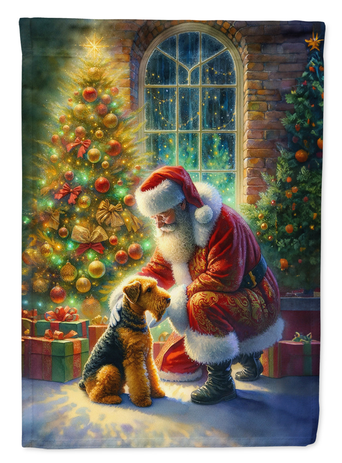 Buy this Airedale Terrier and Santa Claus House Flag