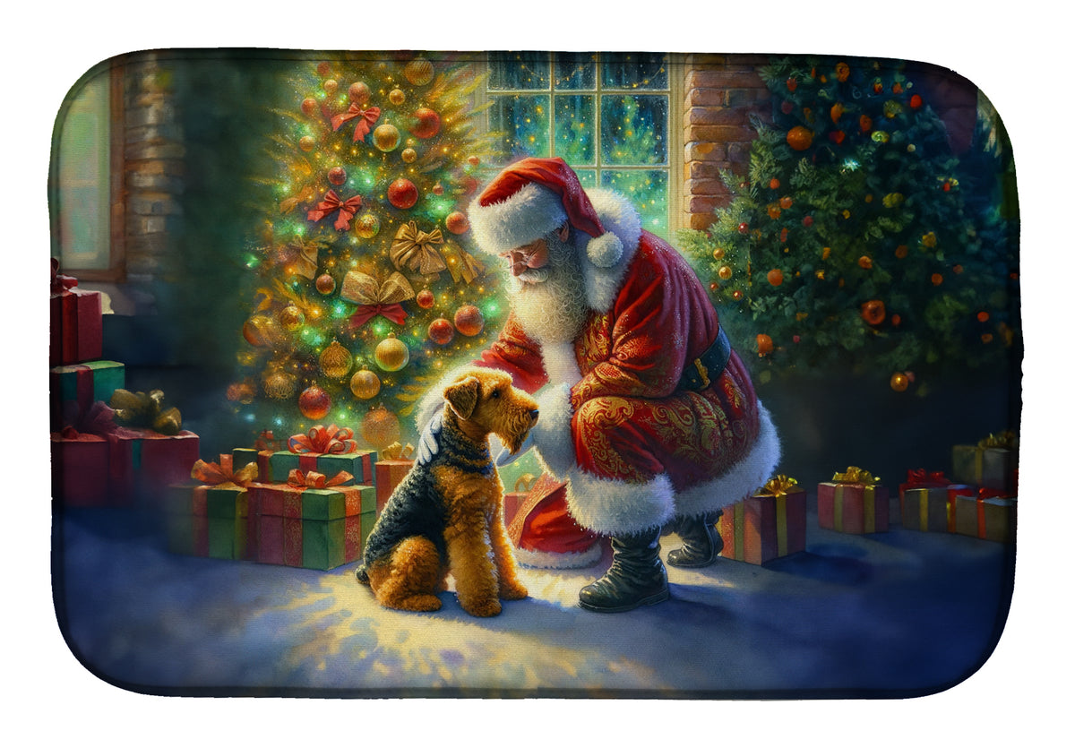 Buy this Airedale Terrier and Santa Claus Dish Drying Mat
