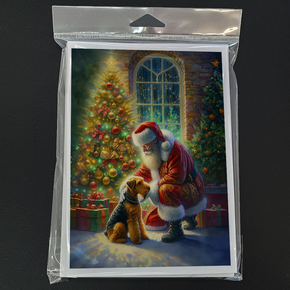 Airedale Terrier and Santa Claus Greeting Cards Pack of 8