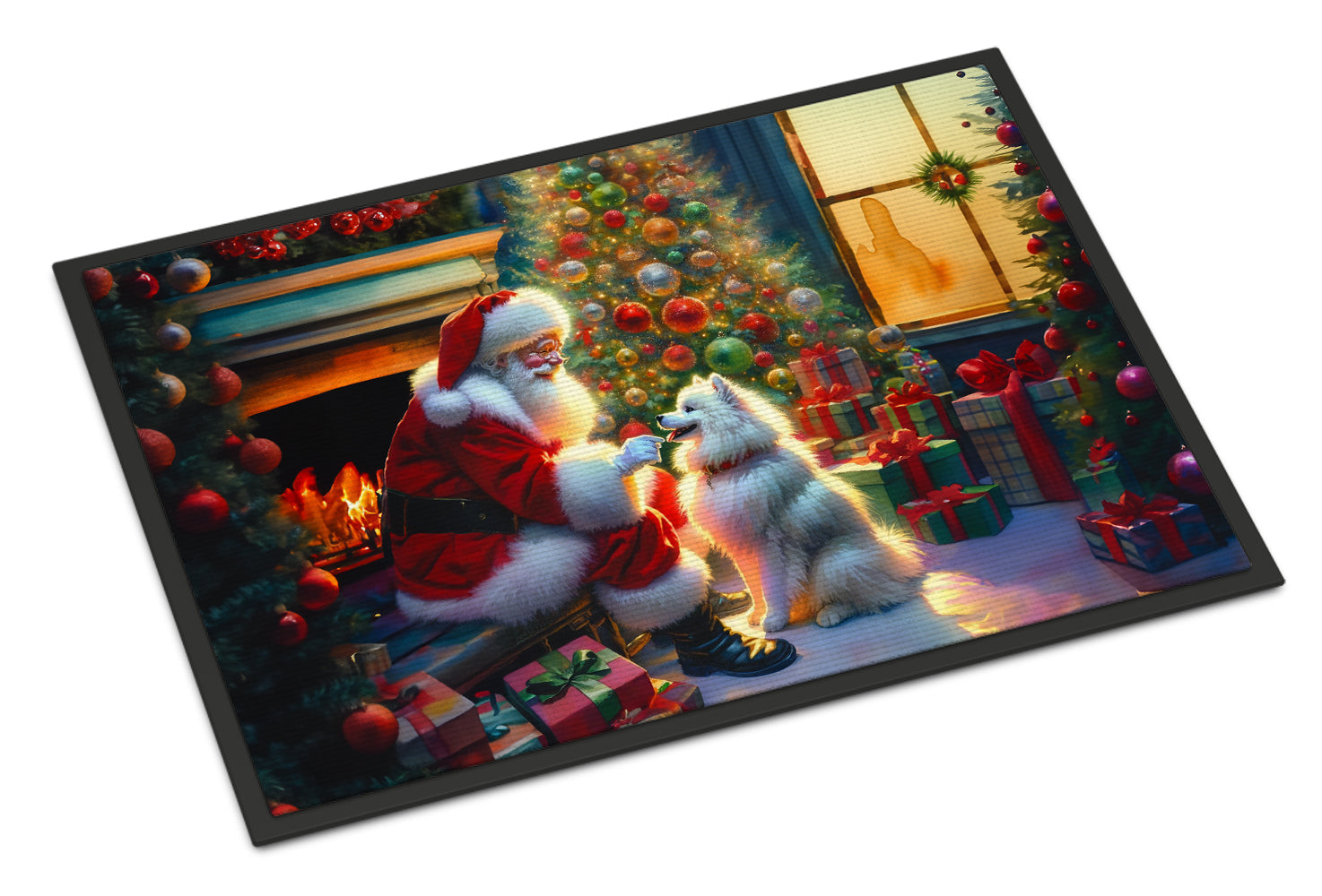 Buy this American Eskimo and Santa Claus Doormat