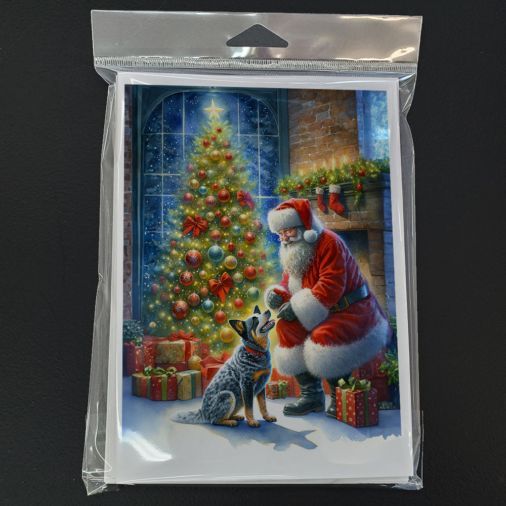 Australian Cattle Dog and Santa Claus Greeting Cards Pack of 8