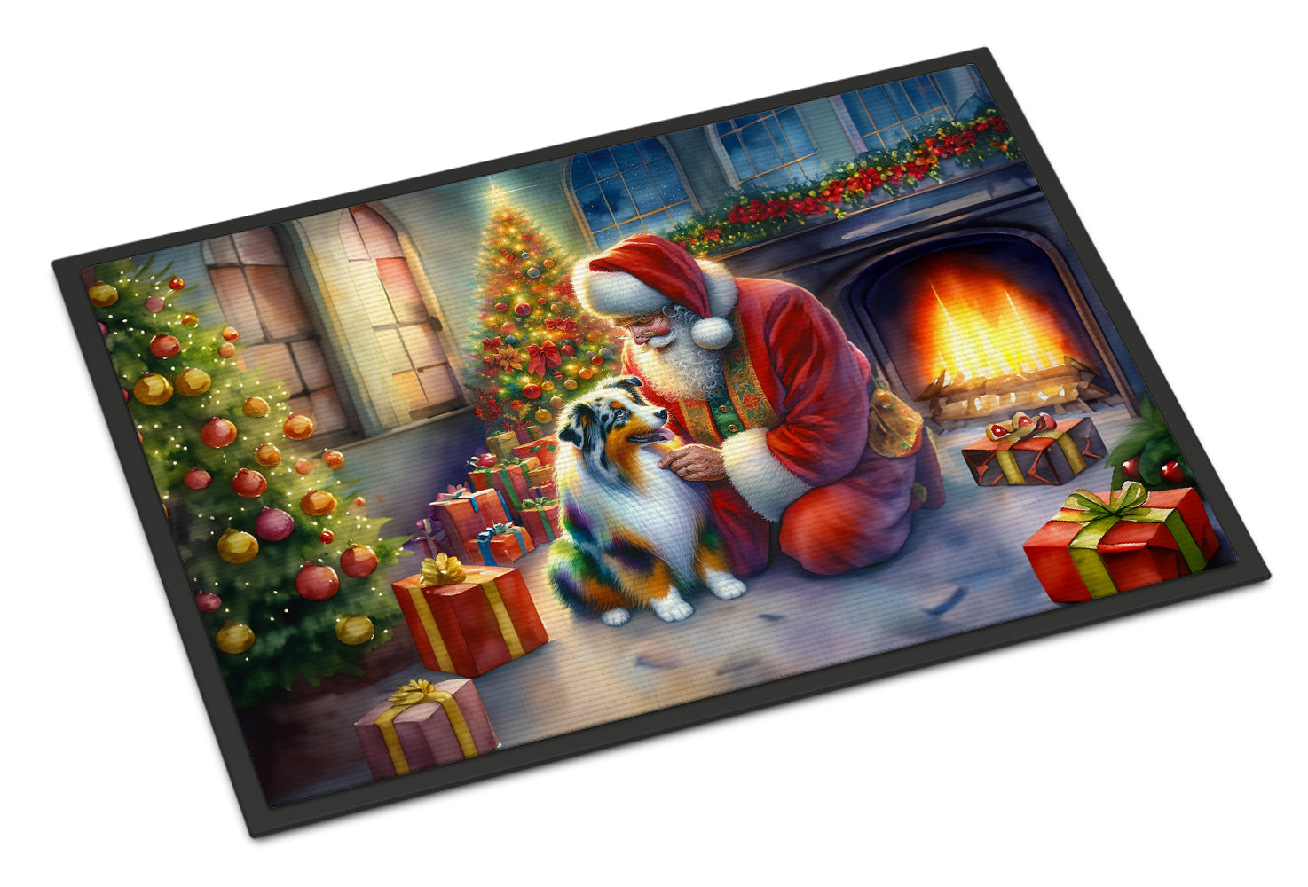 Buy this Australian Shepherd and Santa Claus Doormat