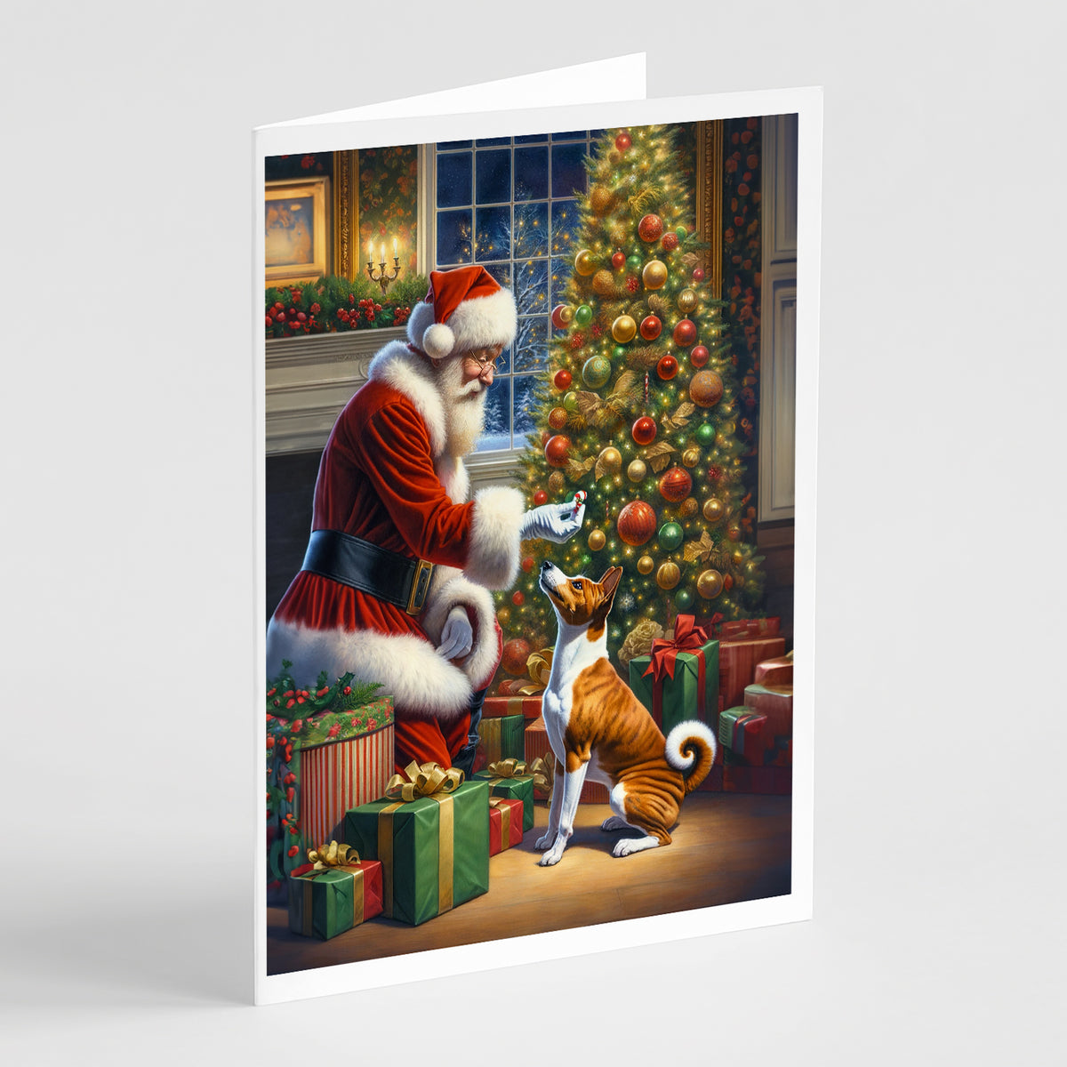 Buy this Basenji and Santa Claus Greeting Cards Pack of 8