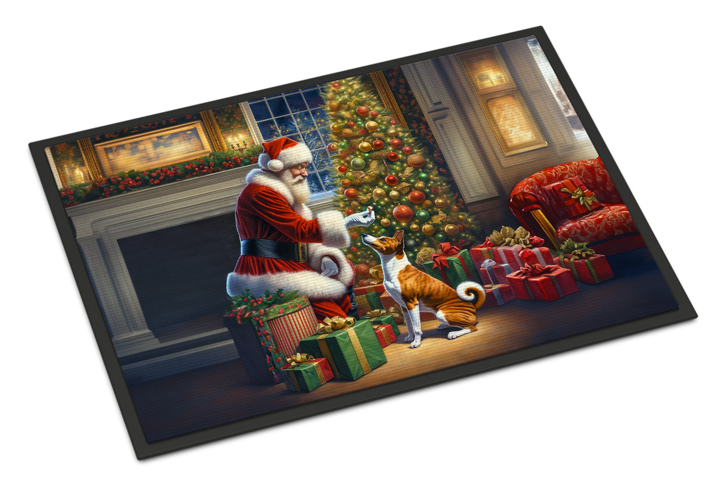 Buy this Basenji and Santa Claus Doormat