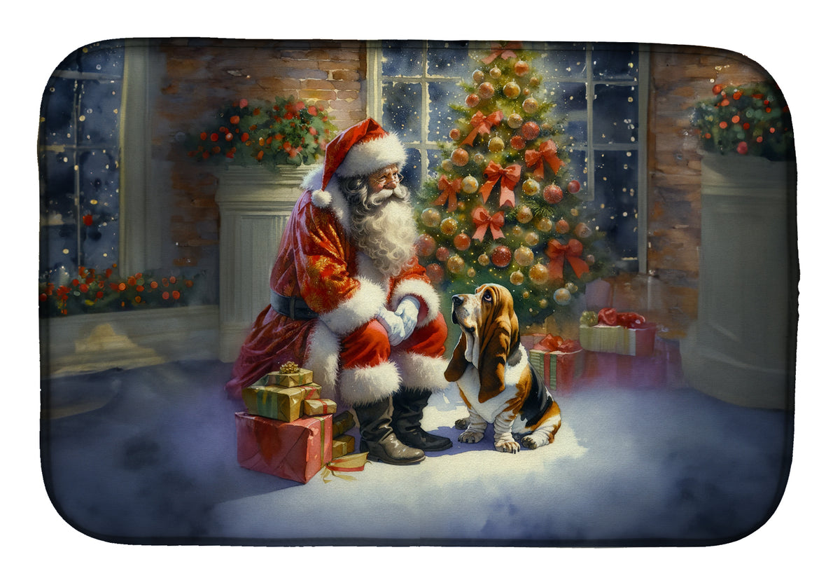 Buy this Basset Hound and Santa Claus Dish Drying Mat