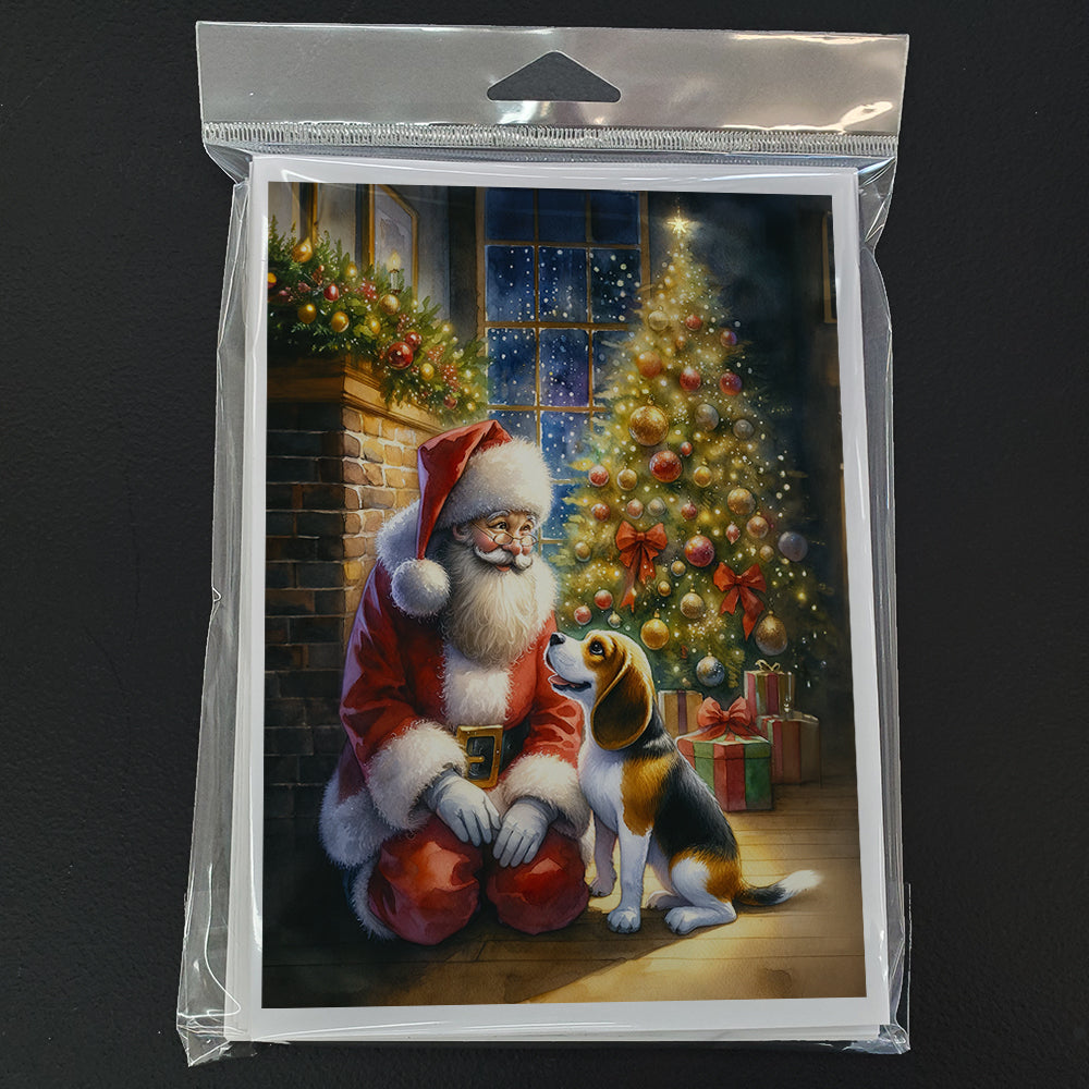 Beagle and Santa Claus Greeting Cards Pack of 8