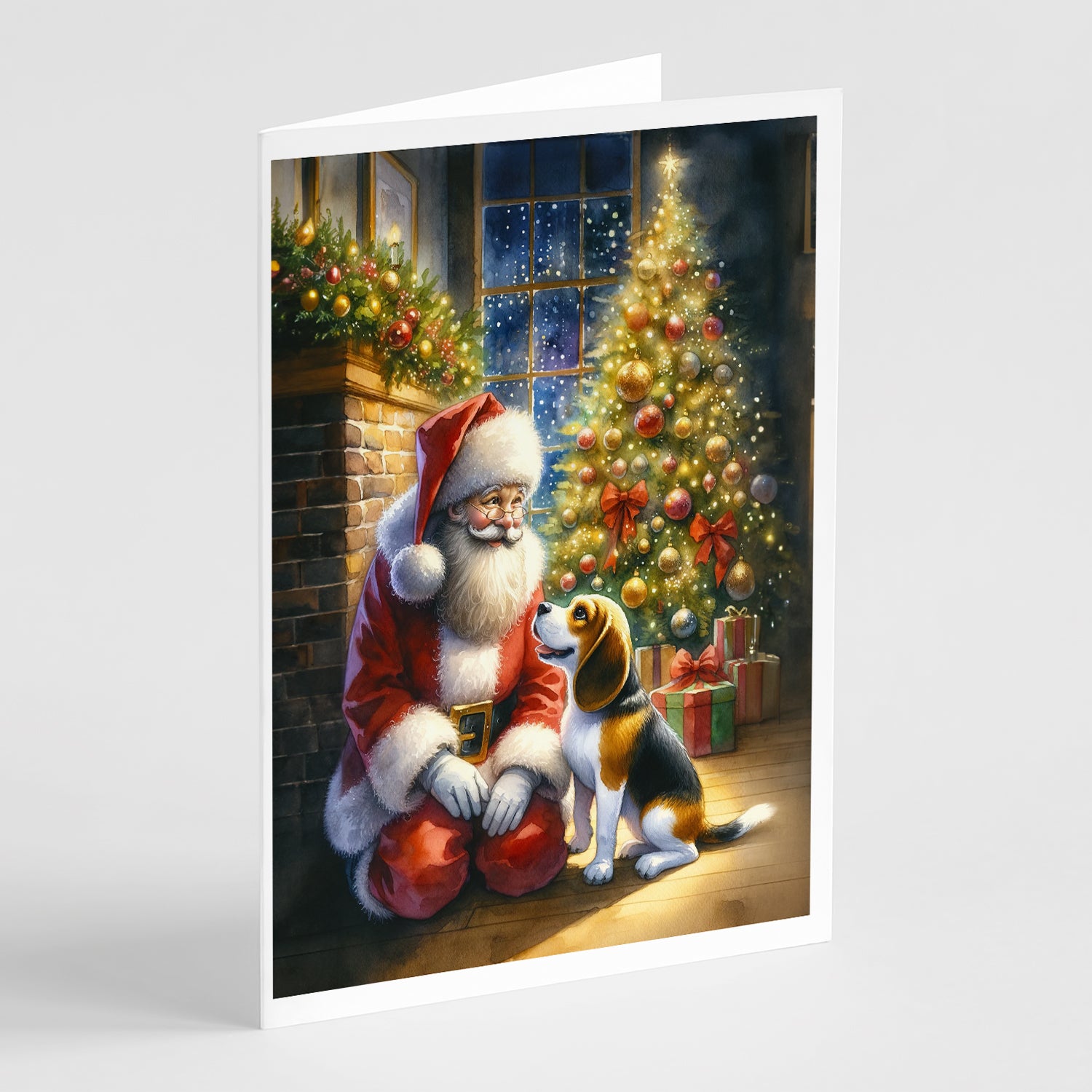 Buy this Beagle and Santa Claus Greeting Cards Pack of 8