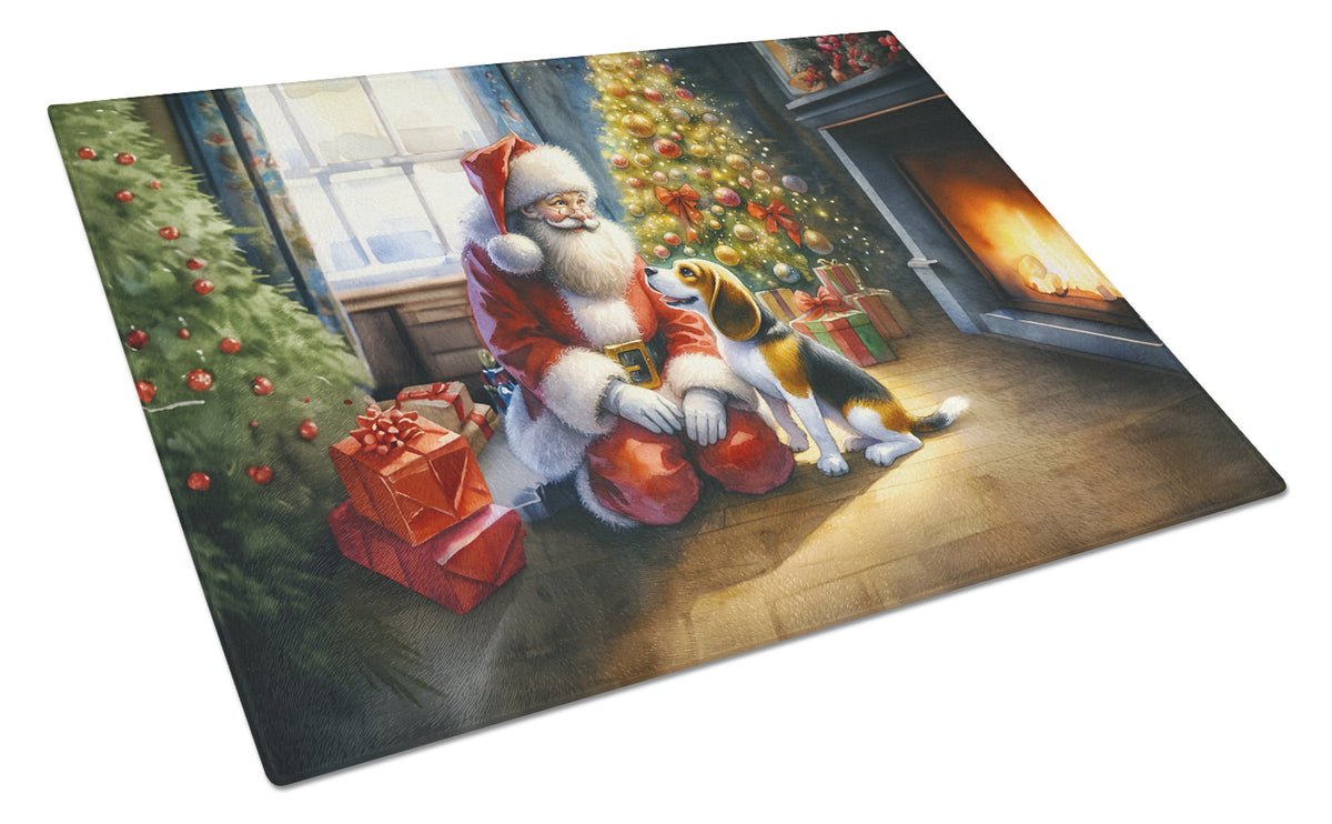 Buy this Beagle and Santa Claus Glass Cutting Board
