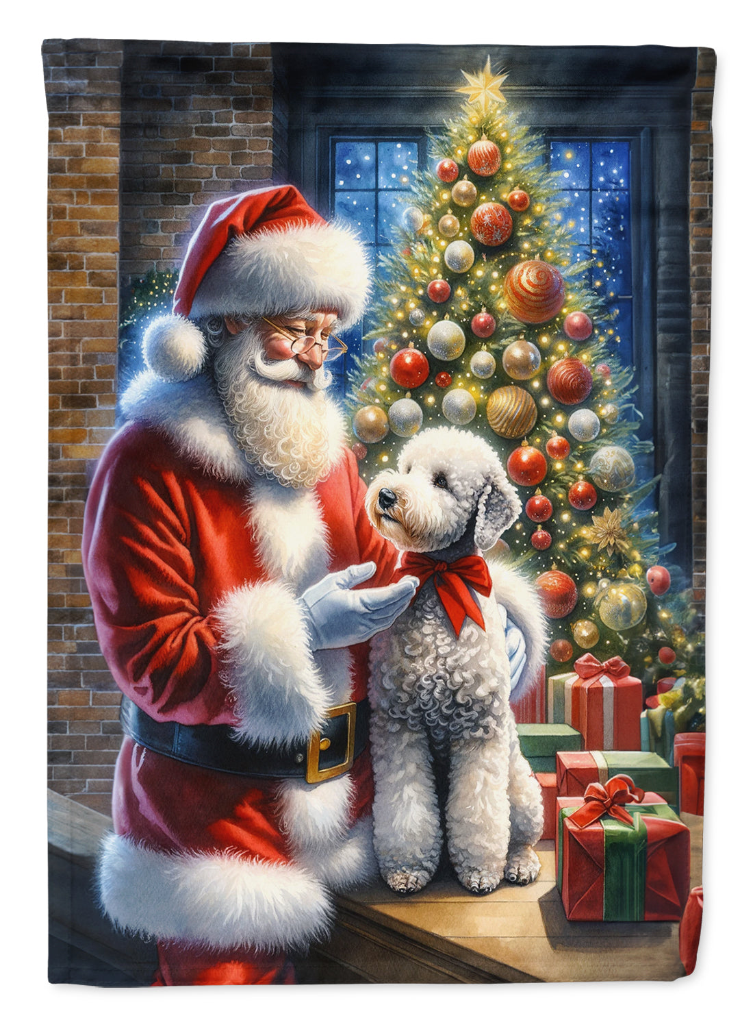 Buy this Bedlington Terrier and Santa Claus House Flag