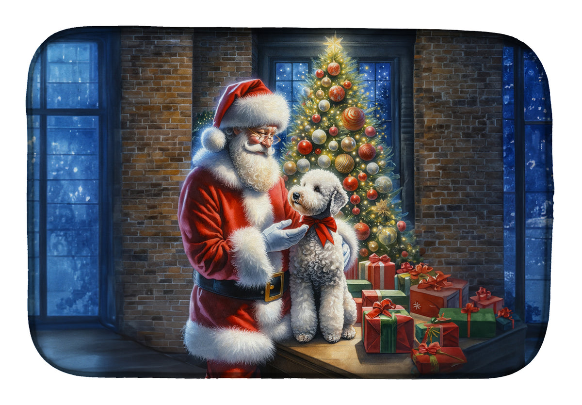 Buy this Bedlington Terrier and Santa Claus Dish Drying Mat