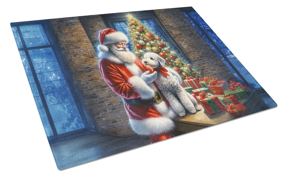 Buy this Bedlington Terrier and Santa Claus Glass Cutting Board