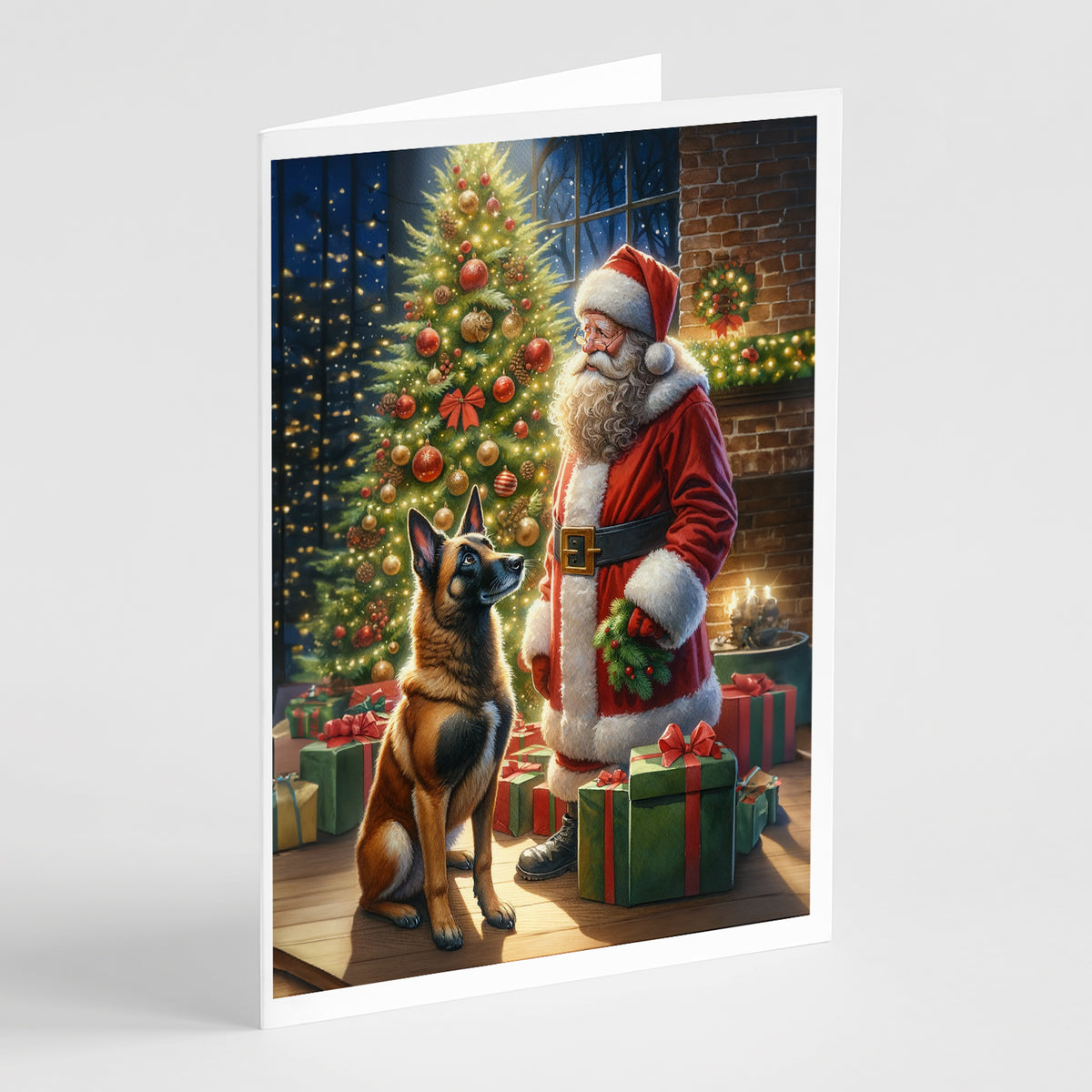 Buy this Belgian Malinois and Santa Claus Greeting Cards Pack of 8