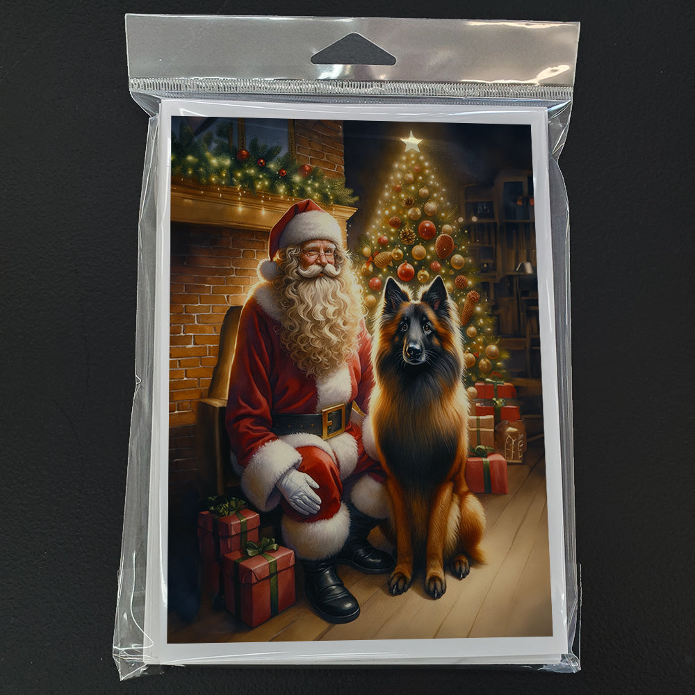 Belgian Tervuren and Santa Claus Greeting Cards Pack of 8