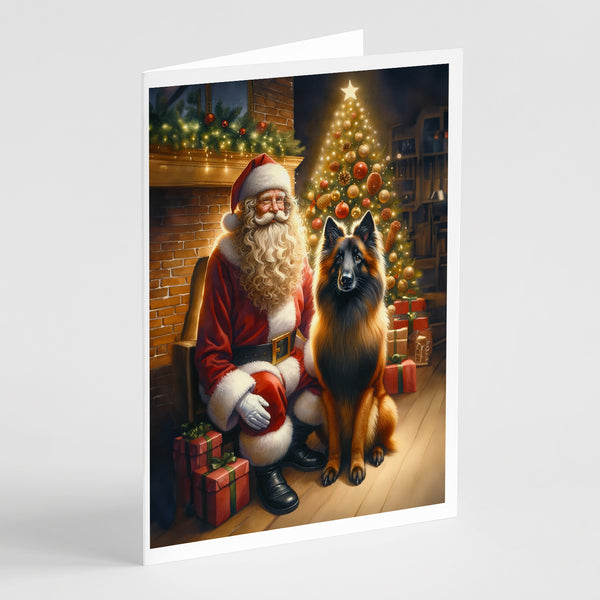 Buy this Belgian Tervuren and Santa Claus Greeting Cards Pack of 8