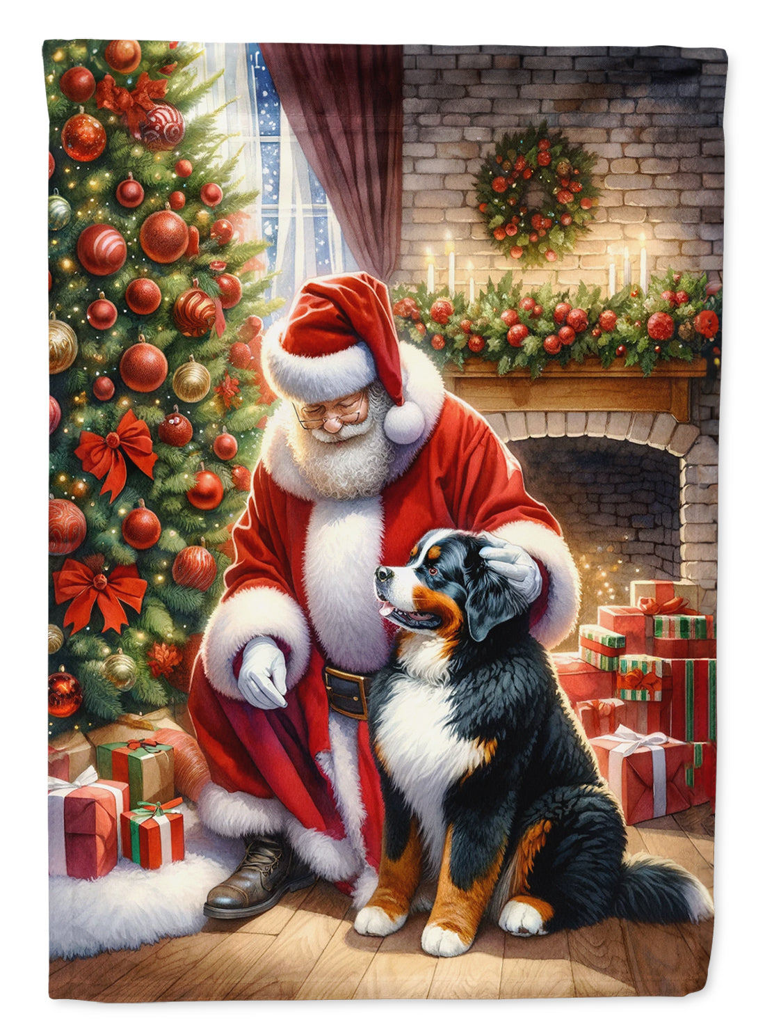 Buy this Bernese Mountain Dog and Santa Claus House Flag