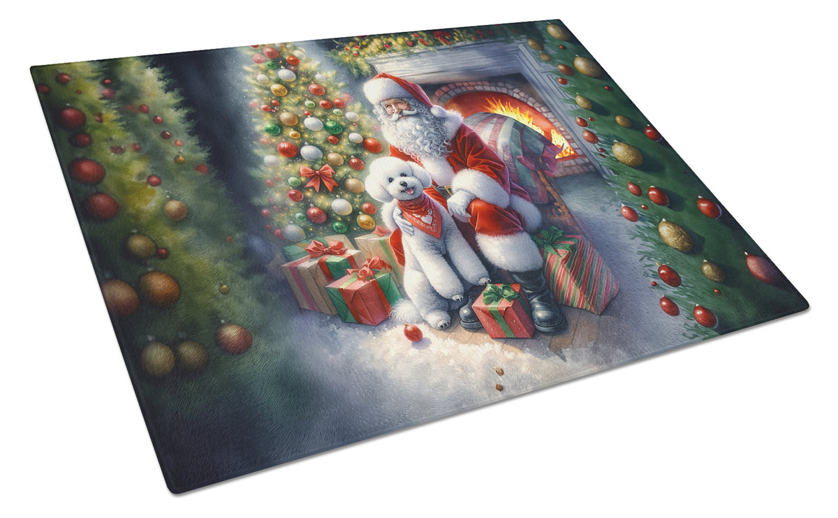 Buy this Bichon Frise and Santa Claus Glass Cutting Board