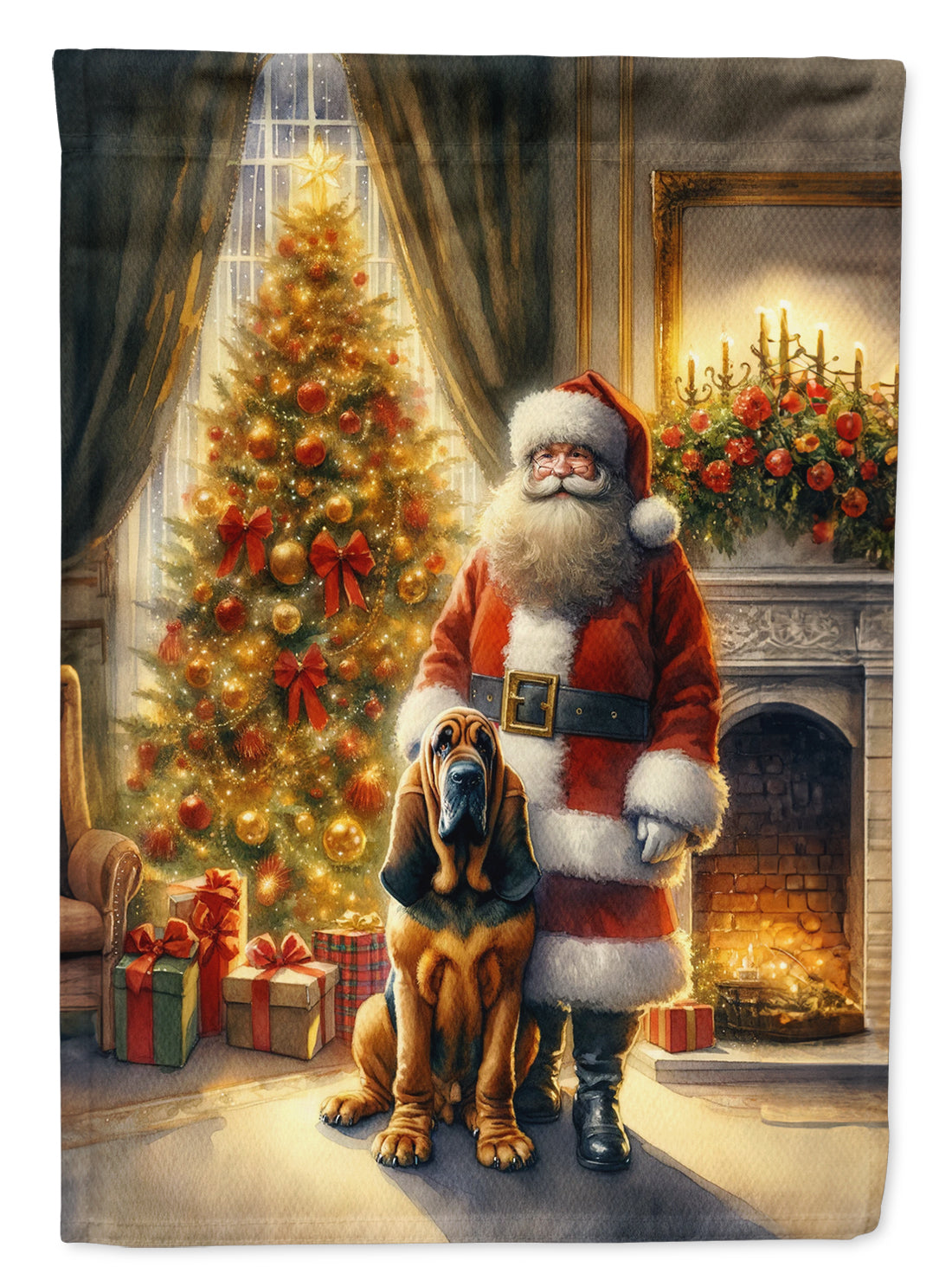 Buy this Bloodhound and Santa Claus House Flag