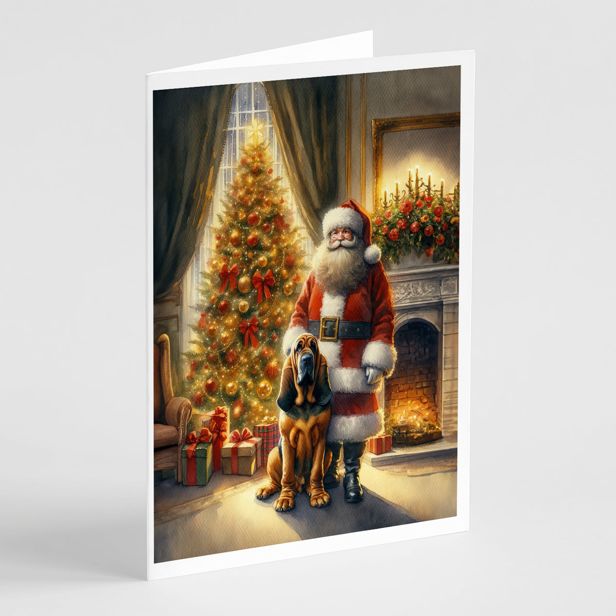Buy this Bloodhound and Santa Claus Greeting Cards Pack of 8