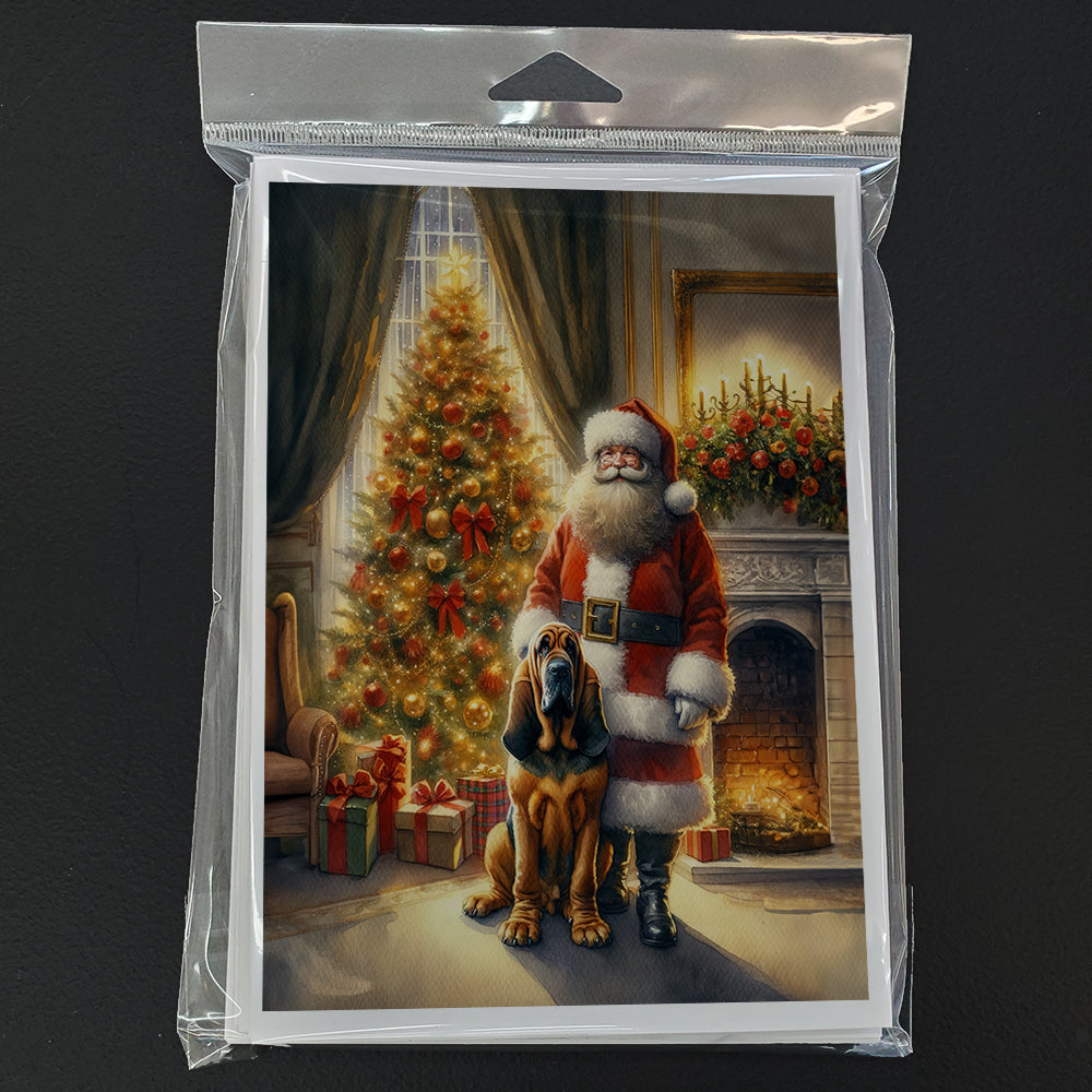 Bloodhound and Santa Claus Greeting Cards Pack of 8