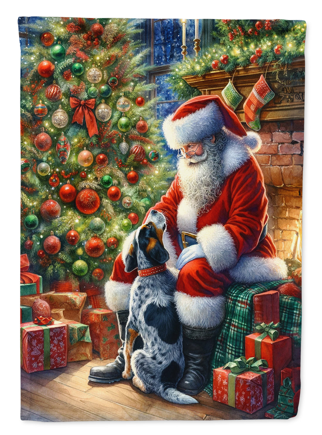 Buy this Bluetick Hound and Santa Claus House Flag