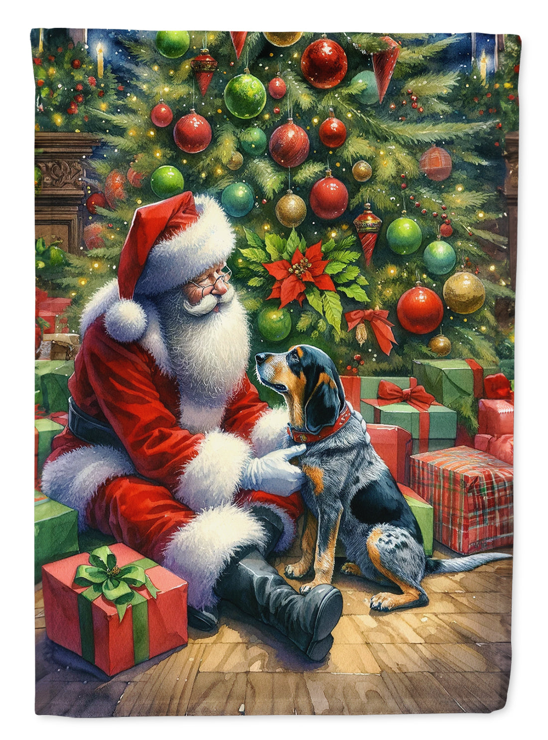 Buy this Bluetick Hound and Santa Claus House Flag