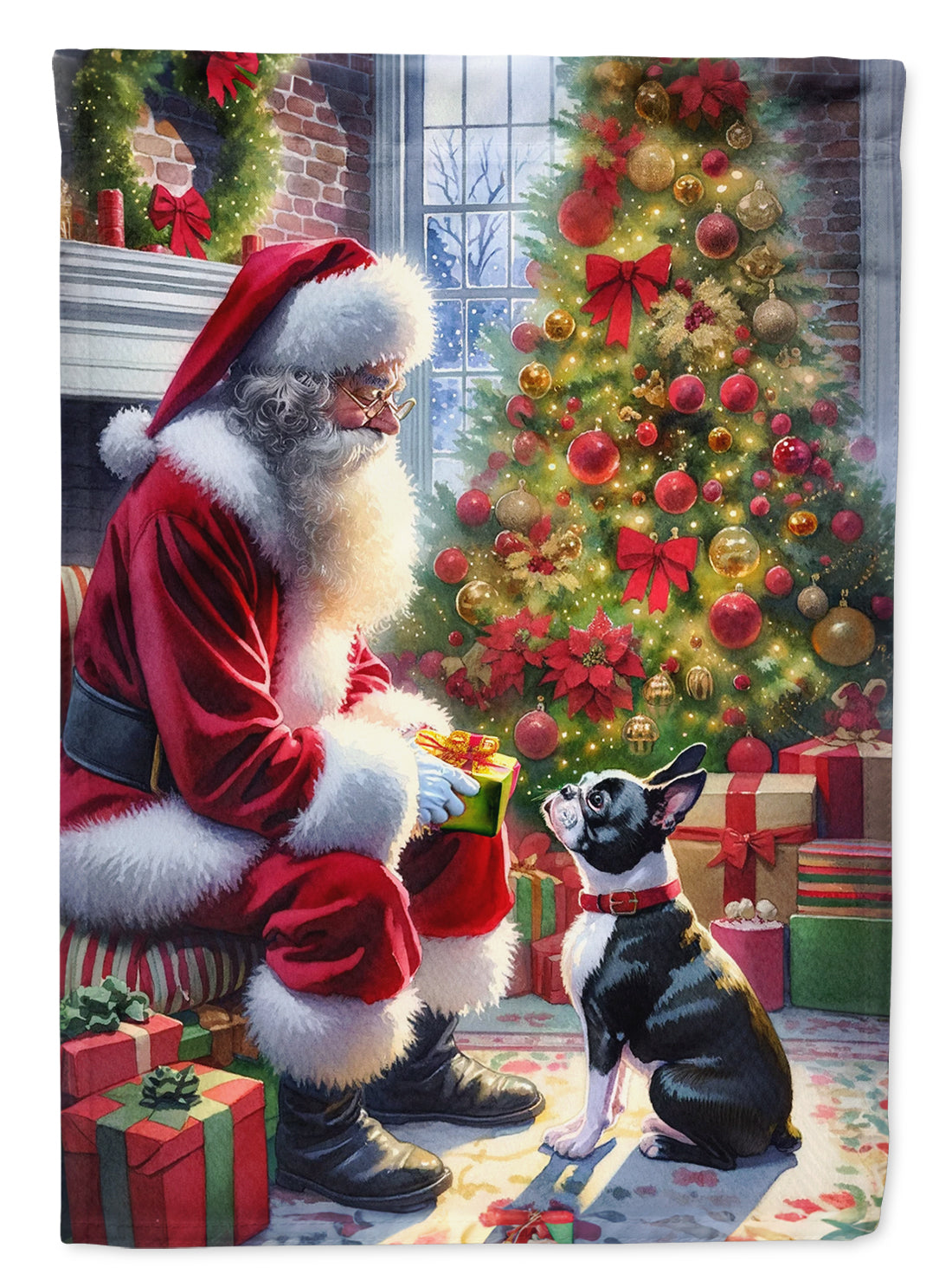 Buy this Boston Terrier and Santa Claus House Flag